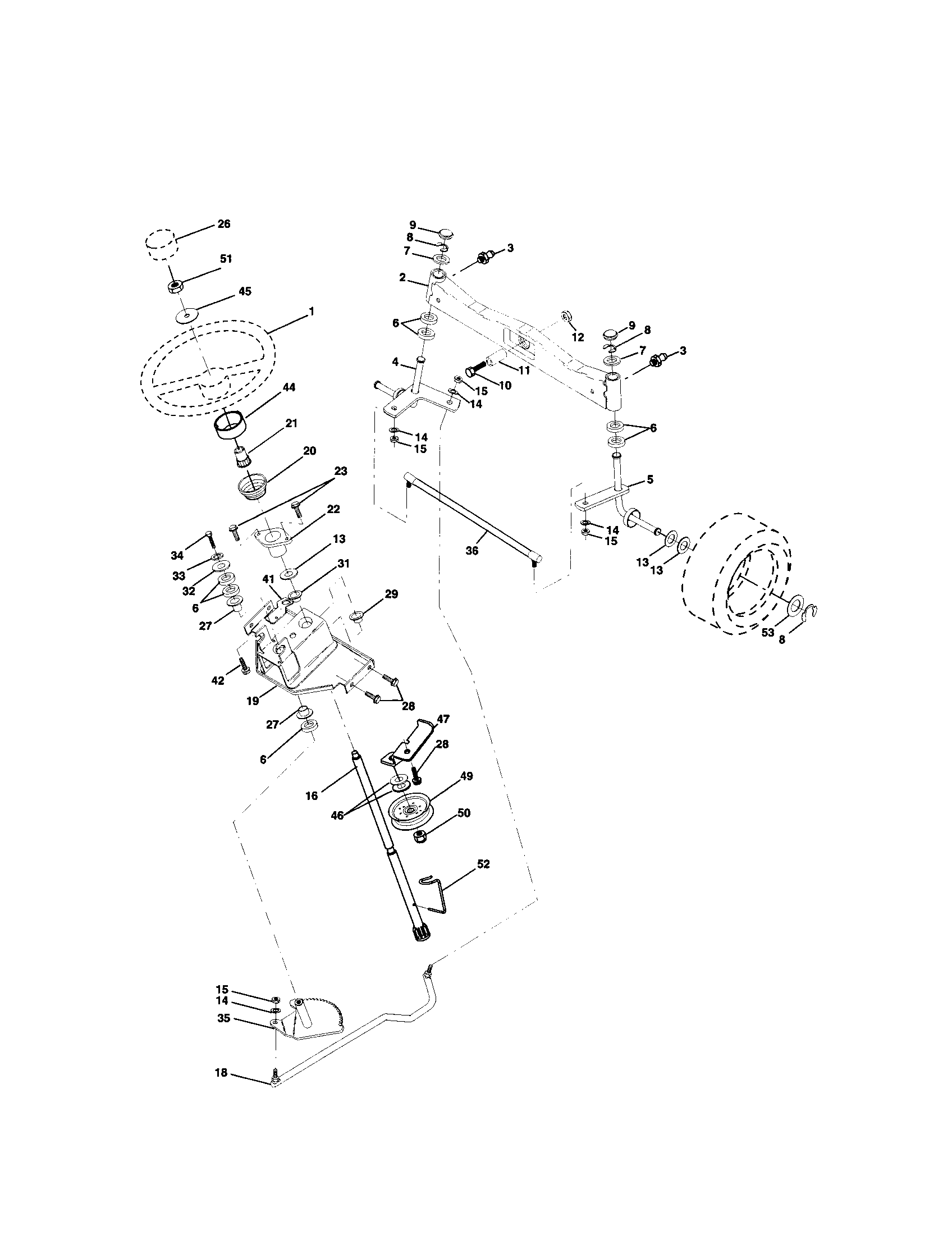 Husqvarna GTH2548 steering assembly diagram