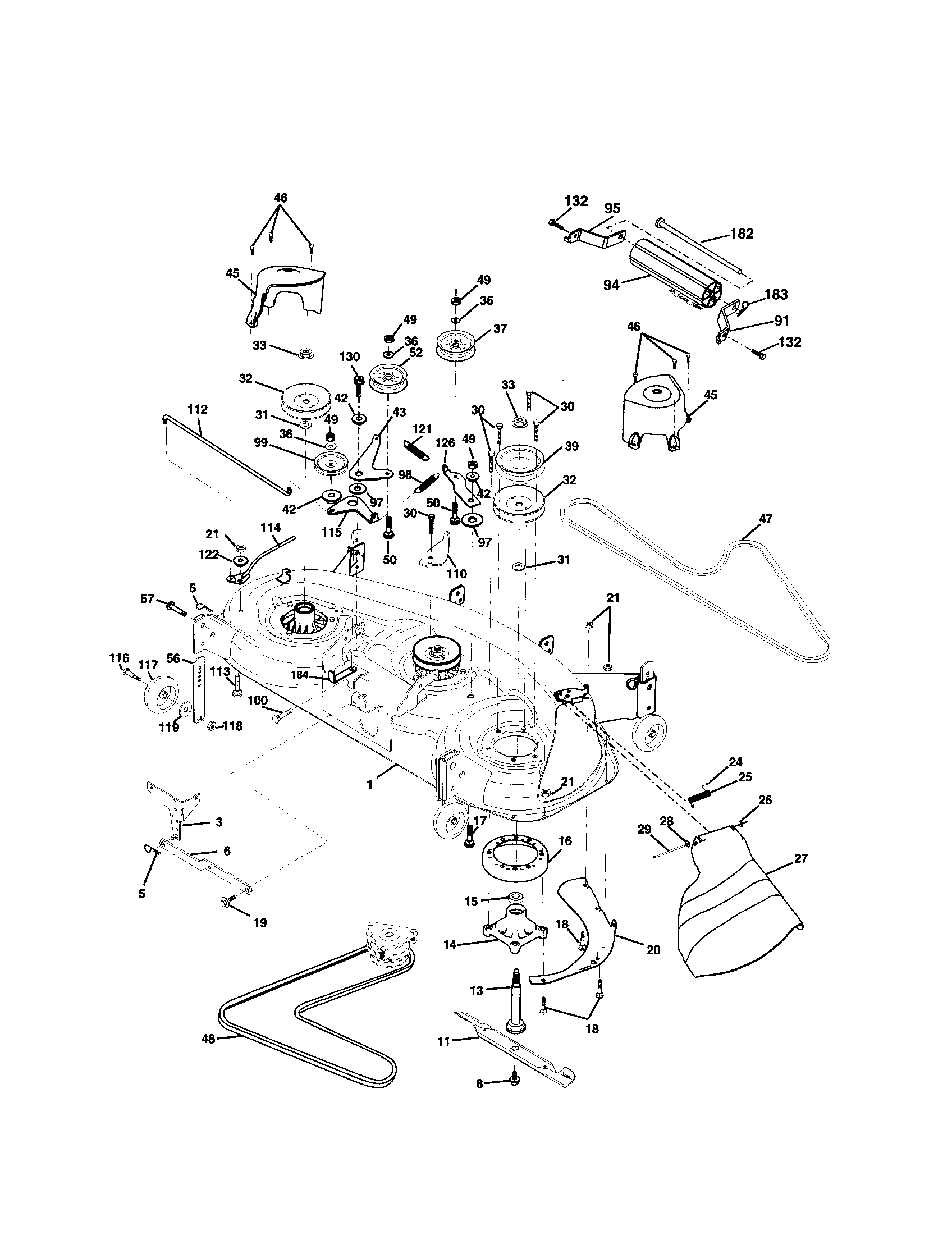 Husqvarna GTH2548 mower deck diagram