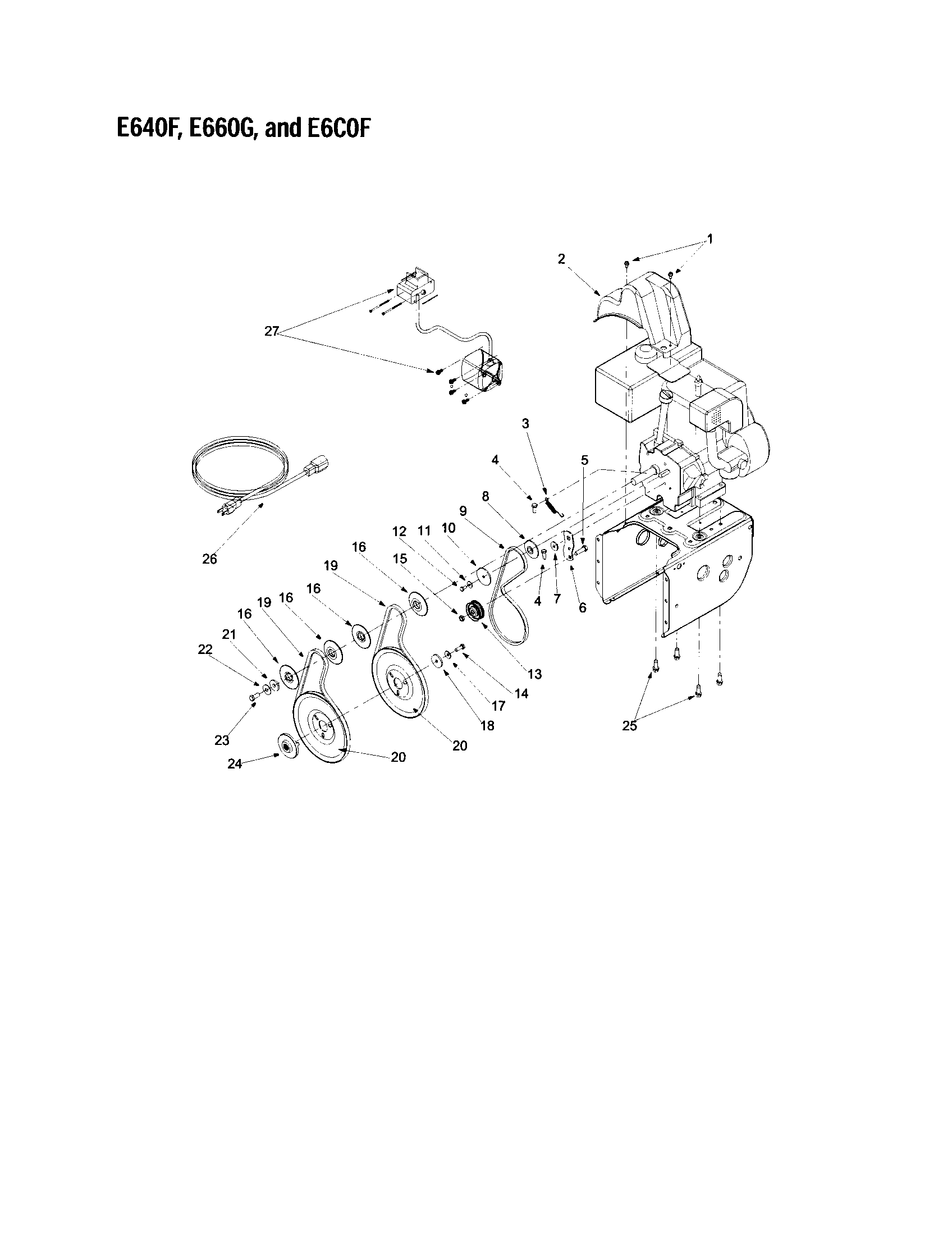 MTD E640F belt/auger pulley-e640f,e660g,e6c0f diagram