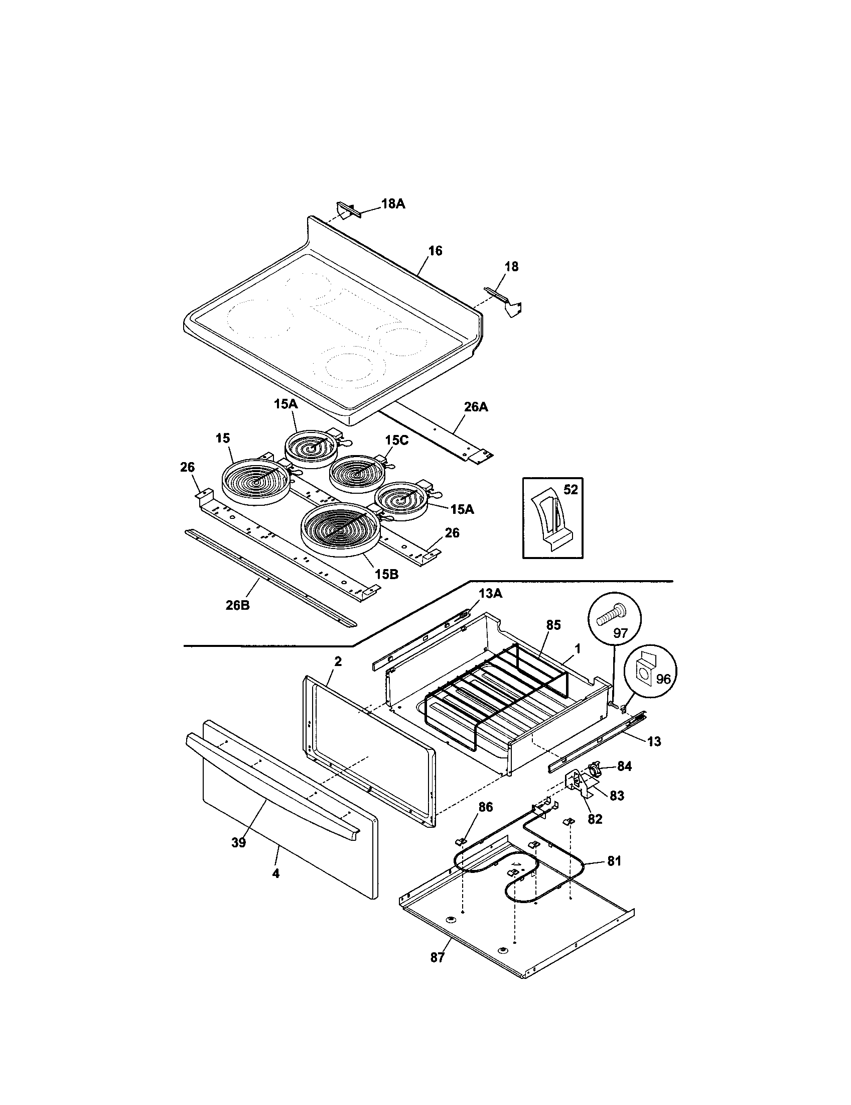 Kenmore 79095889302 top/drawer diagram