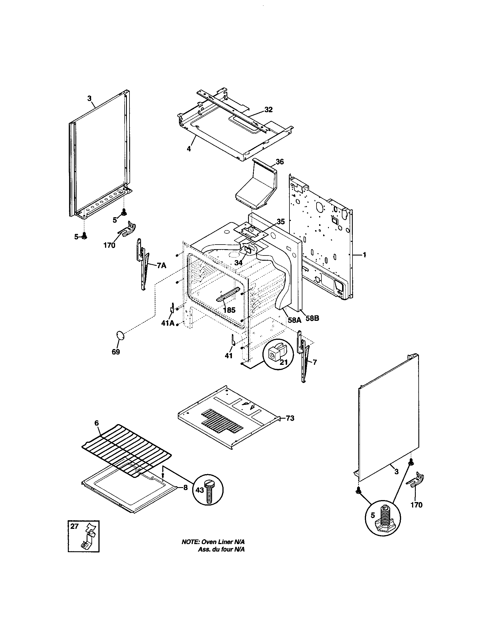 Frigidaire FPF303CWB body diagram