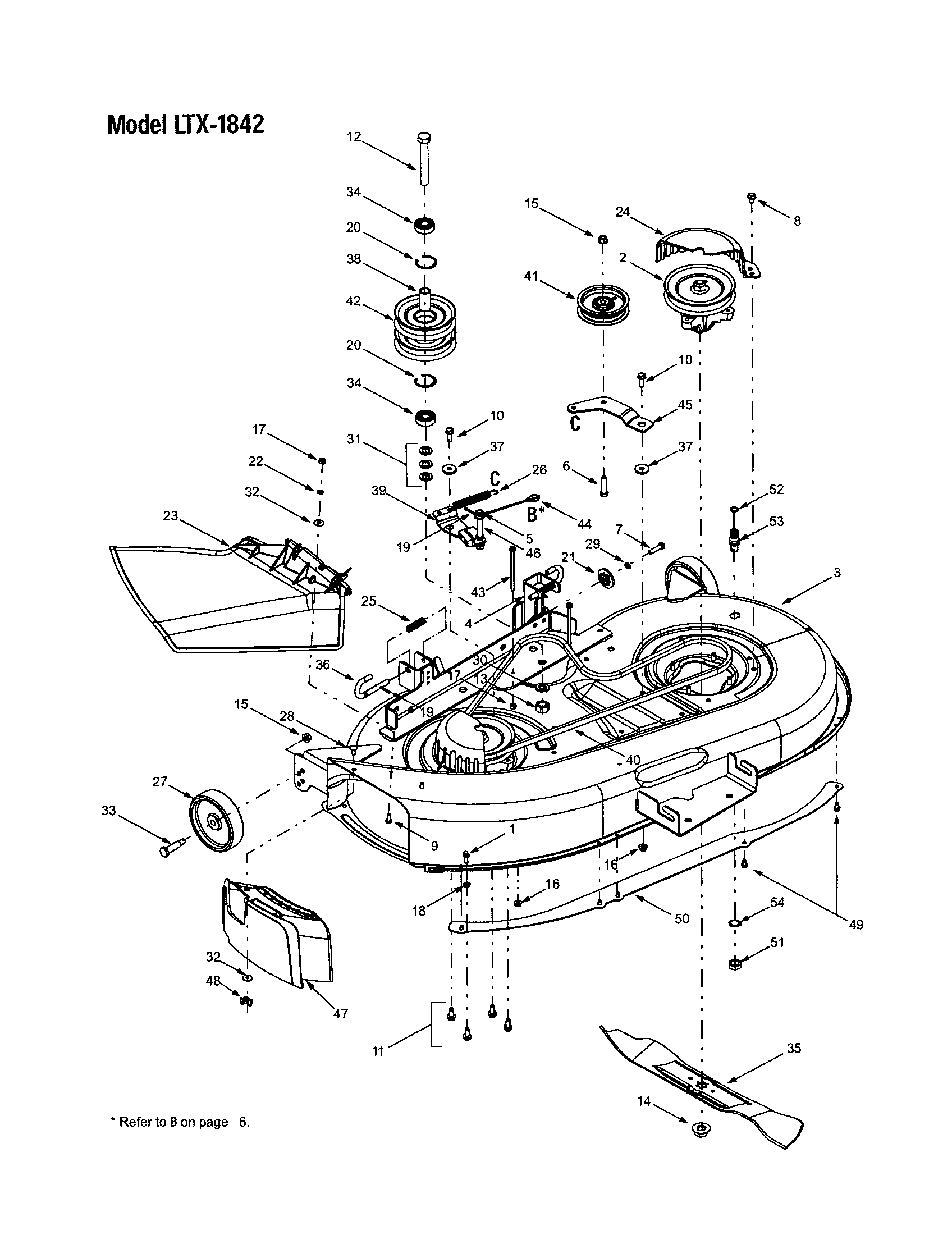 Troybilt LTX-2146 deck shell/belt cover - ltx-1842 diagram