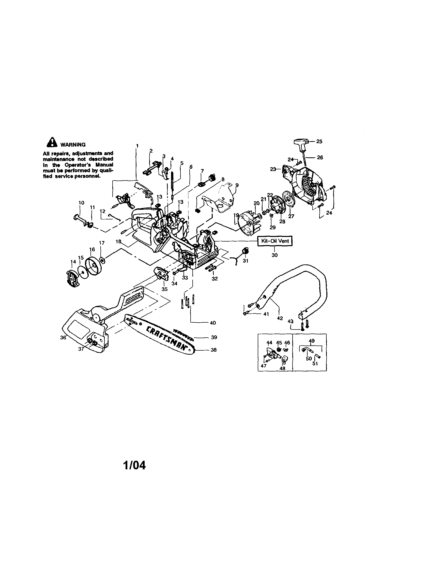 Craftsman 358360881 housing/chain/bar/chassis diagram