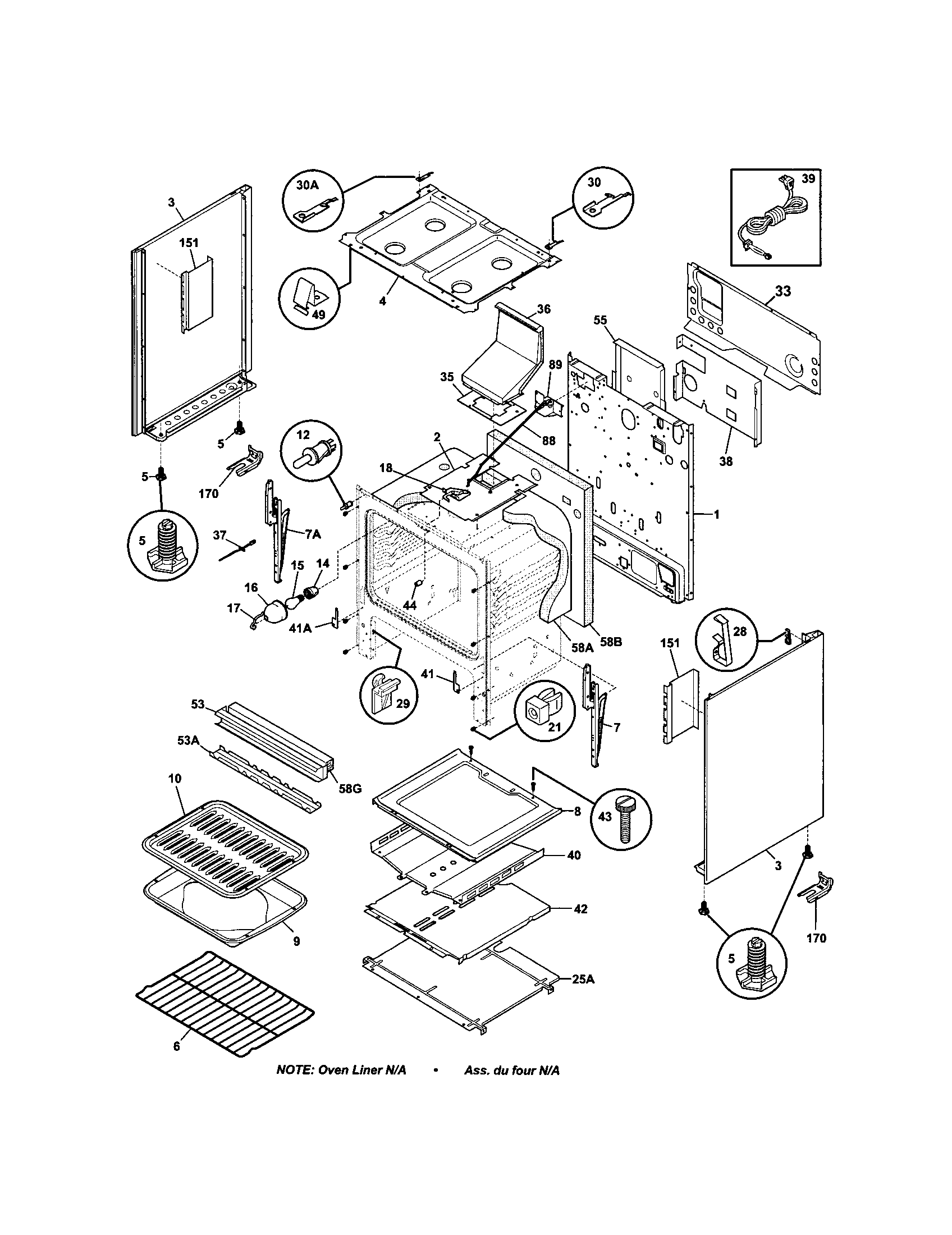 Frigidaire FGFB68CQB body diagram
