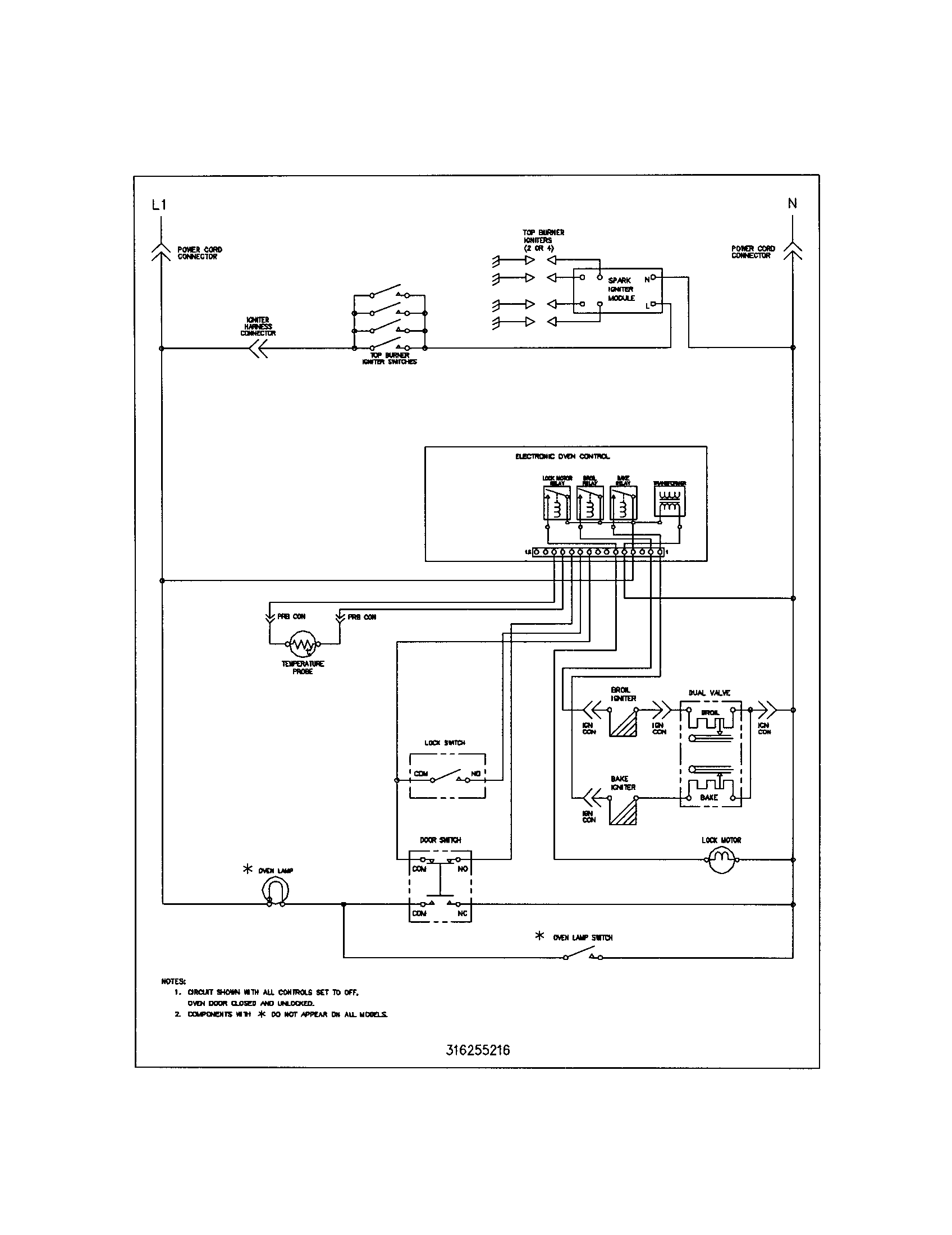 Frigidaire FGFB68CQB wiring schematic diagram