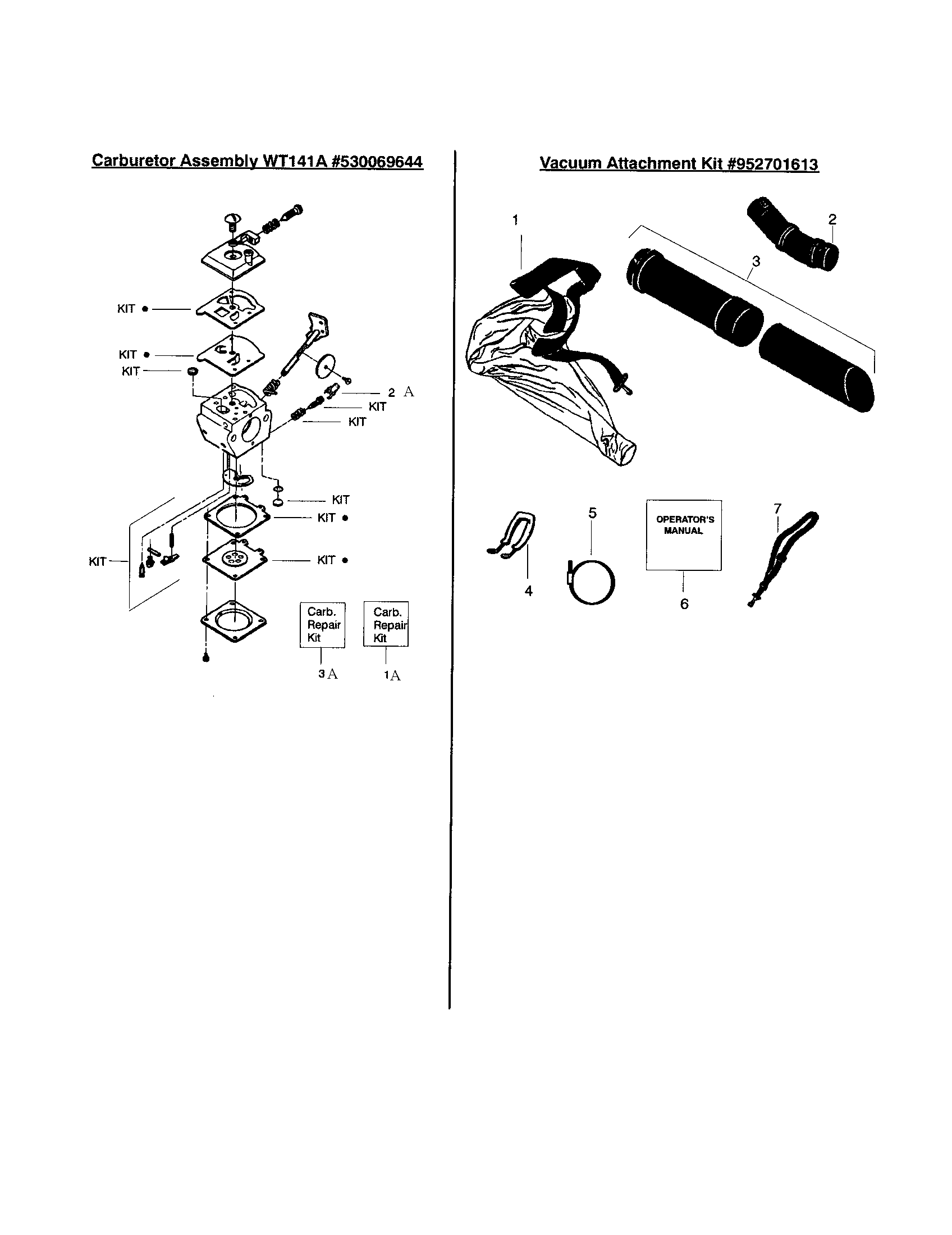 Weed Eater SB30 carburetor/vac attachments diagram