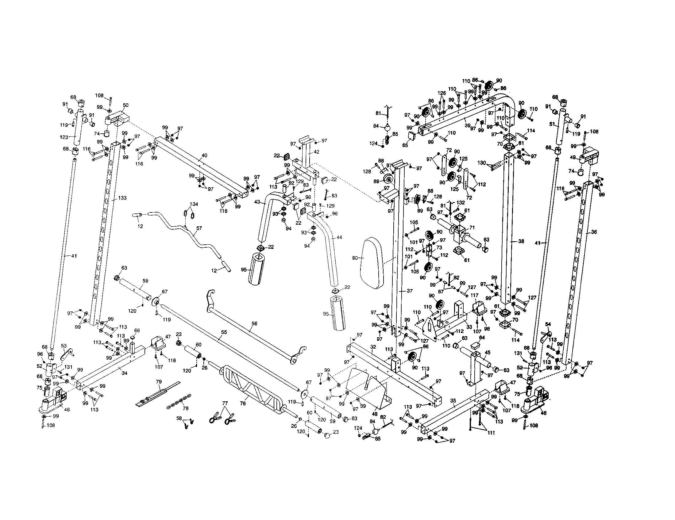 Proform 831153320 frame/butterfly backrest diagram