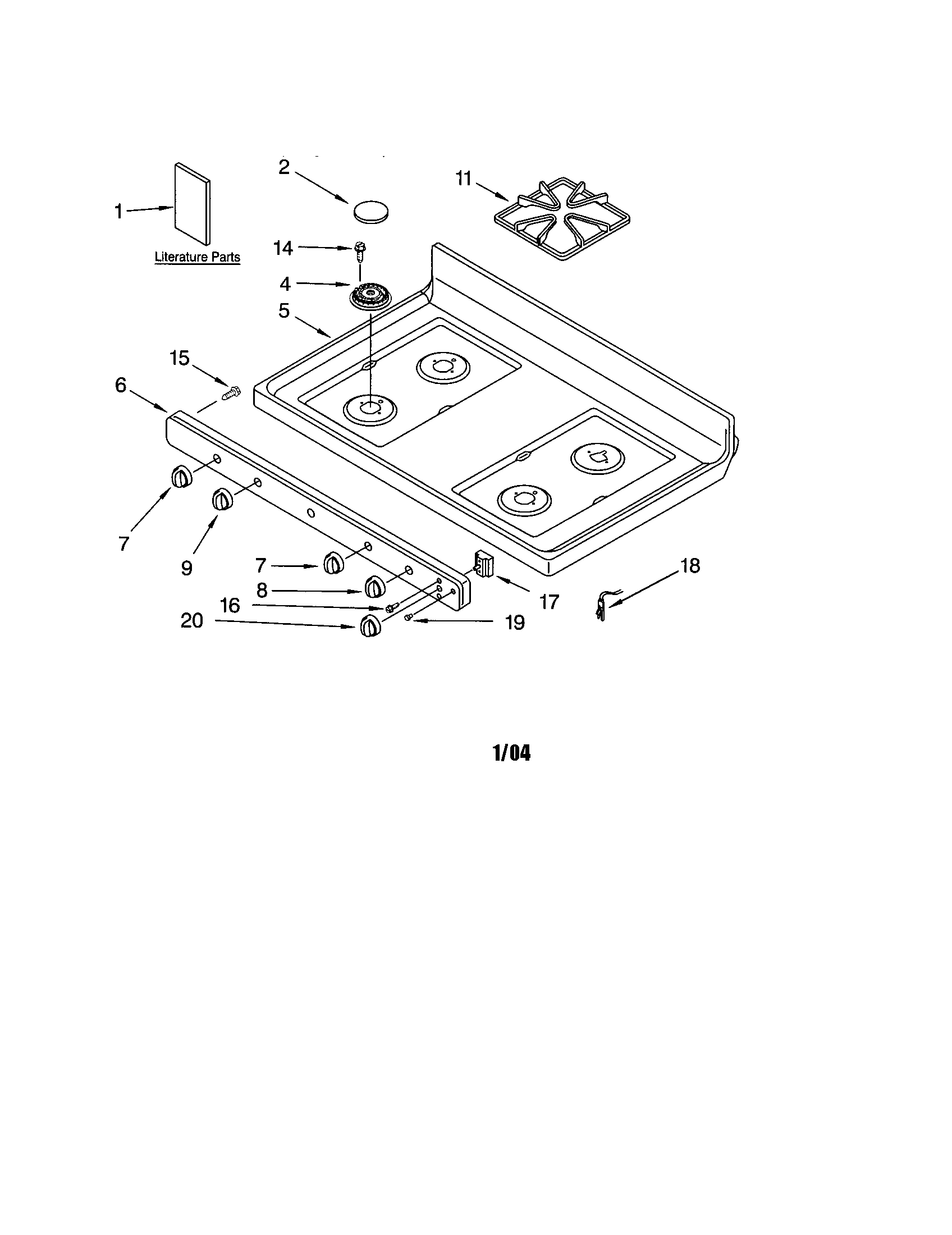 Kenmore 66572162300 cooktop diagram