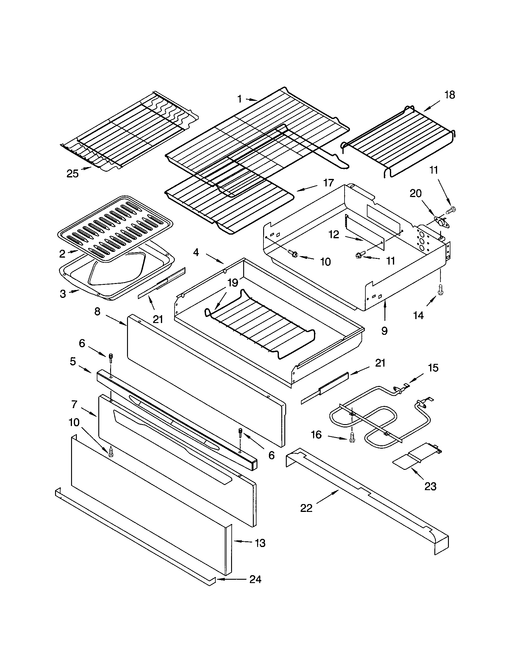 Kenmore 66572162300 warming drawer and broiler diagram