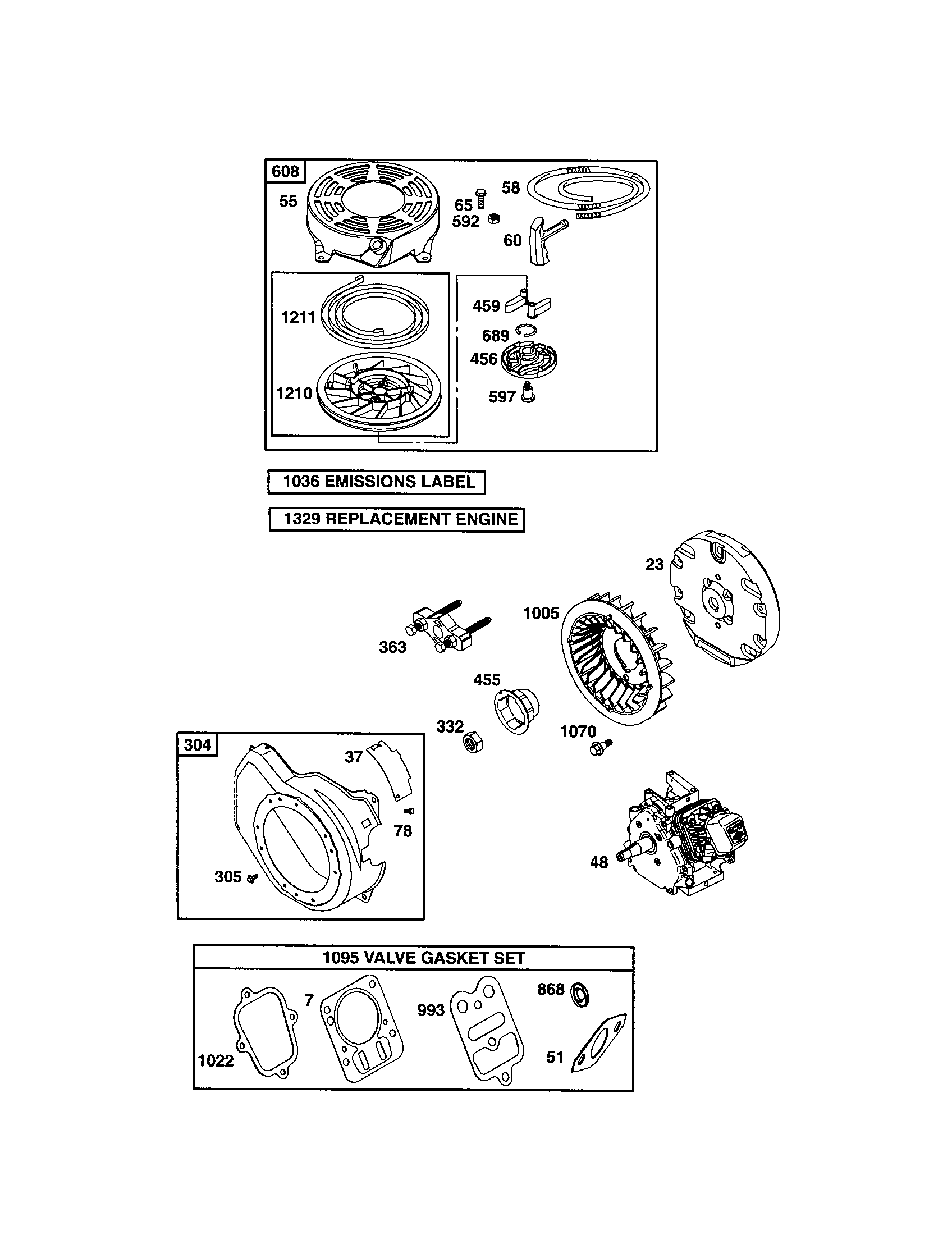 Craftsman 917291491 short block/starter-rewind diagram