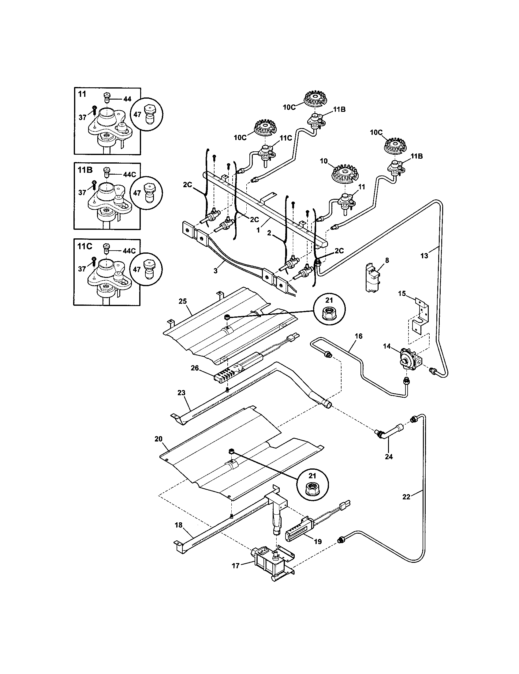 Frigidaire FGF366CCC burner diagram