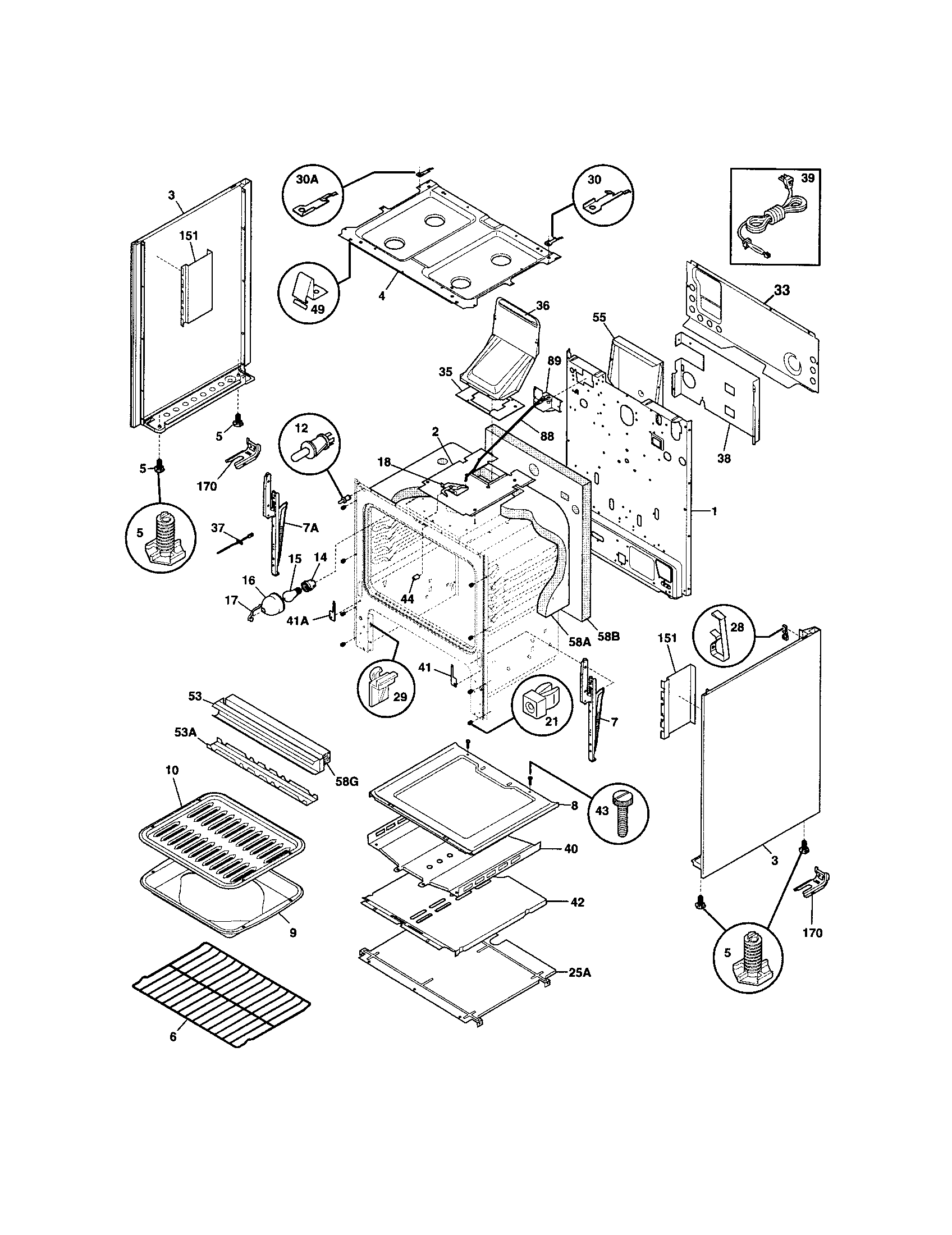 Frigidaire FGF366CCC body diagram