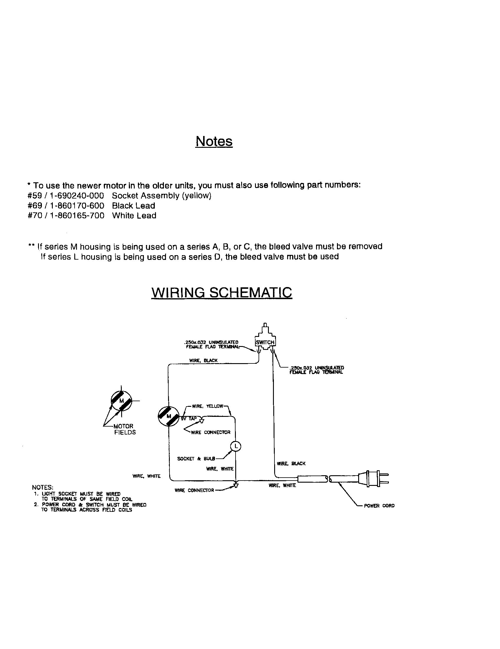 Dirt Devil 088500 wiring schematic / notes diagram