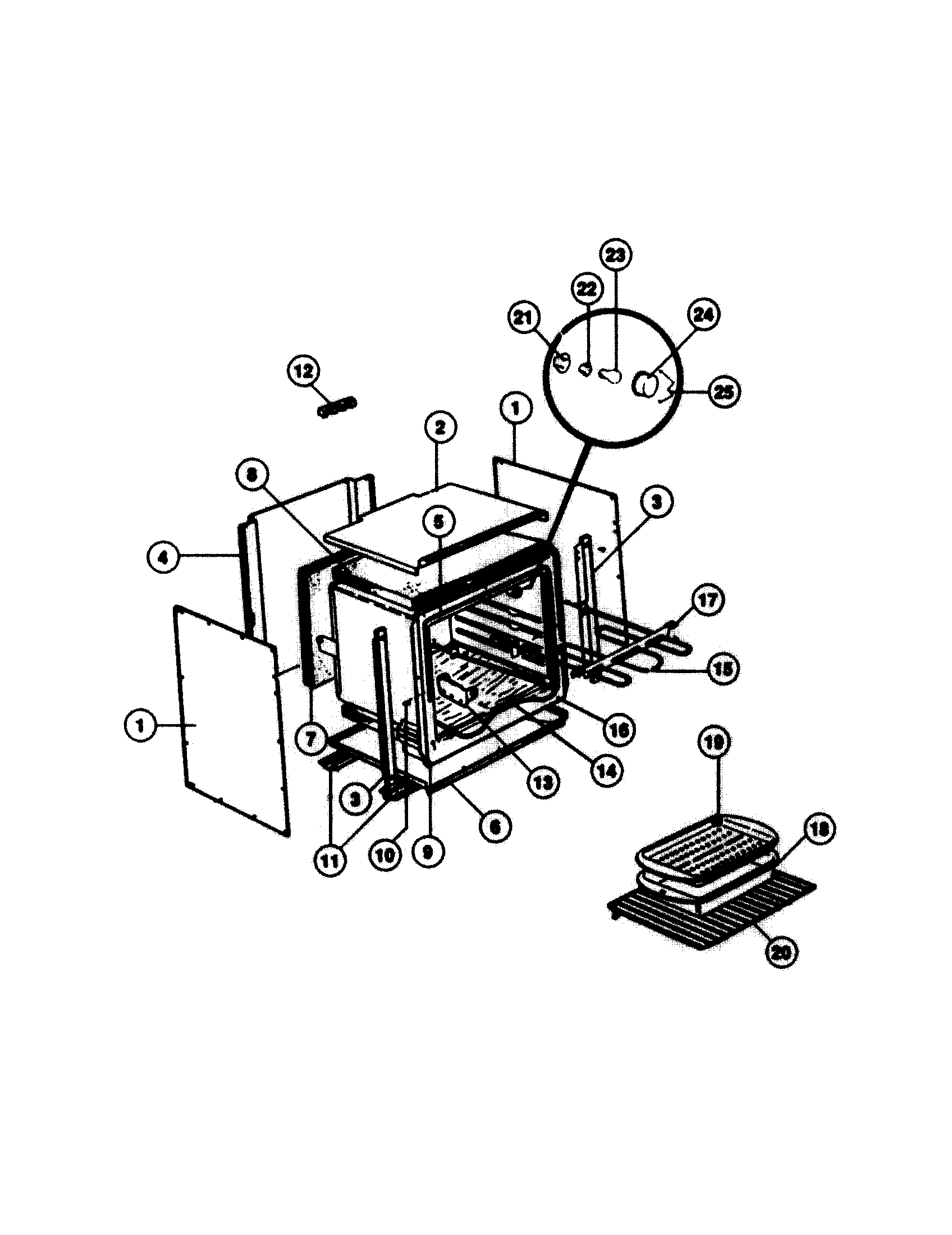 White-Westinghouse KB443GDM2 cavity and panels diagram