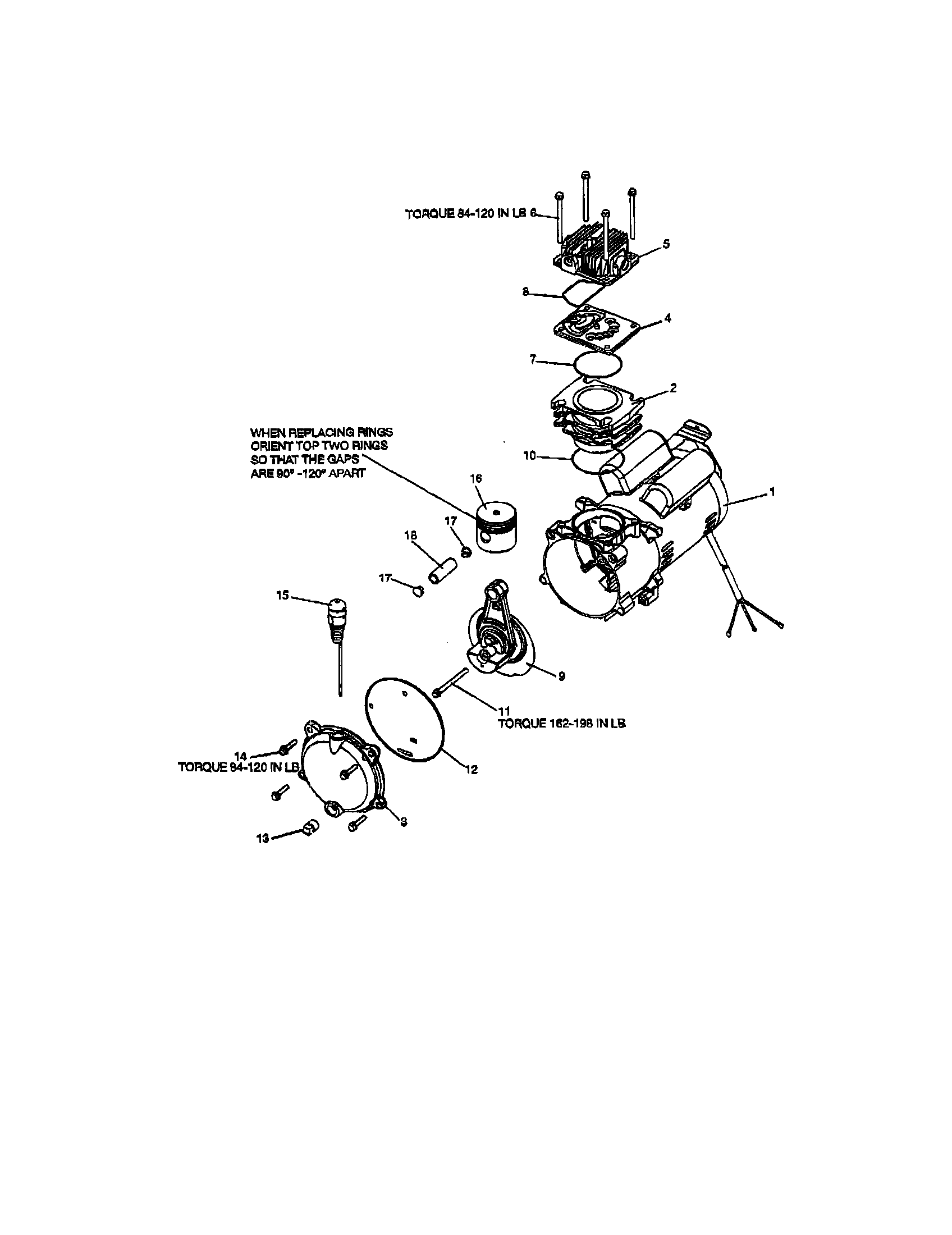 Porter Cable CPLDC2541S pump/motor/head/crankcase cover diagram