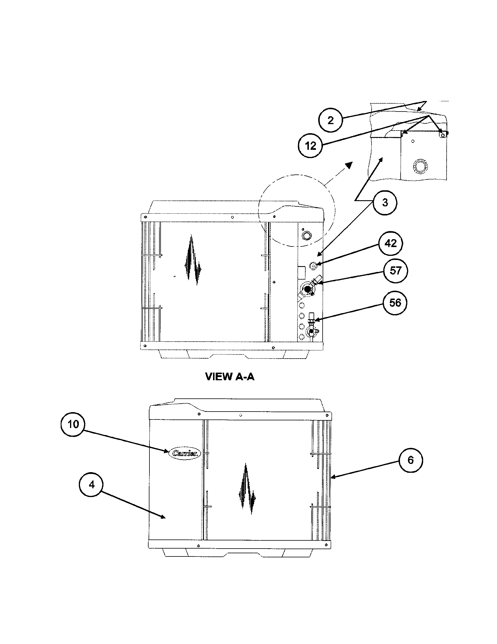 Carrier 38YRA036 SERIES330 grille/valve-svc/post corner diagram