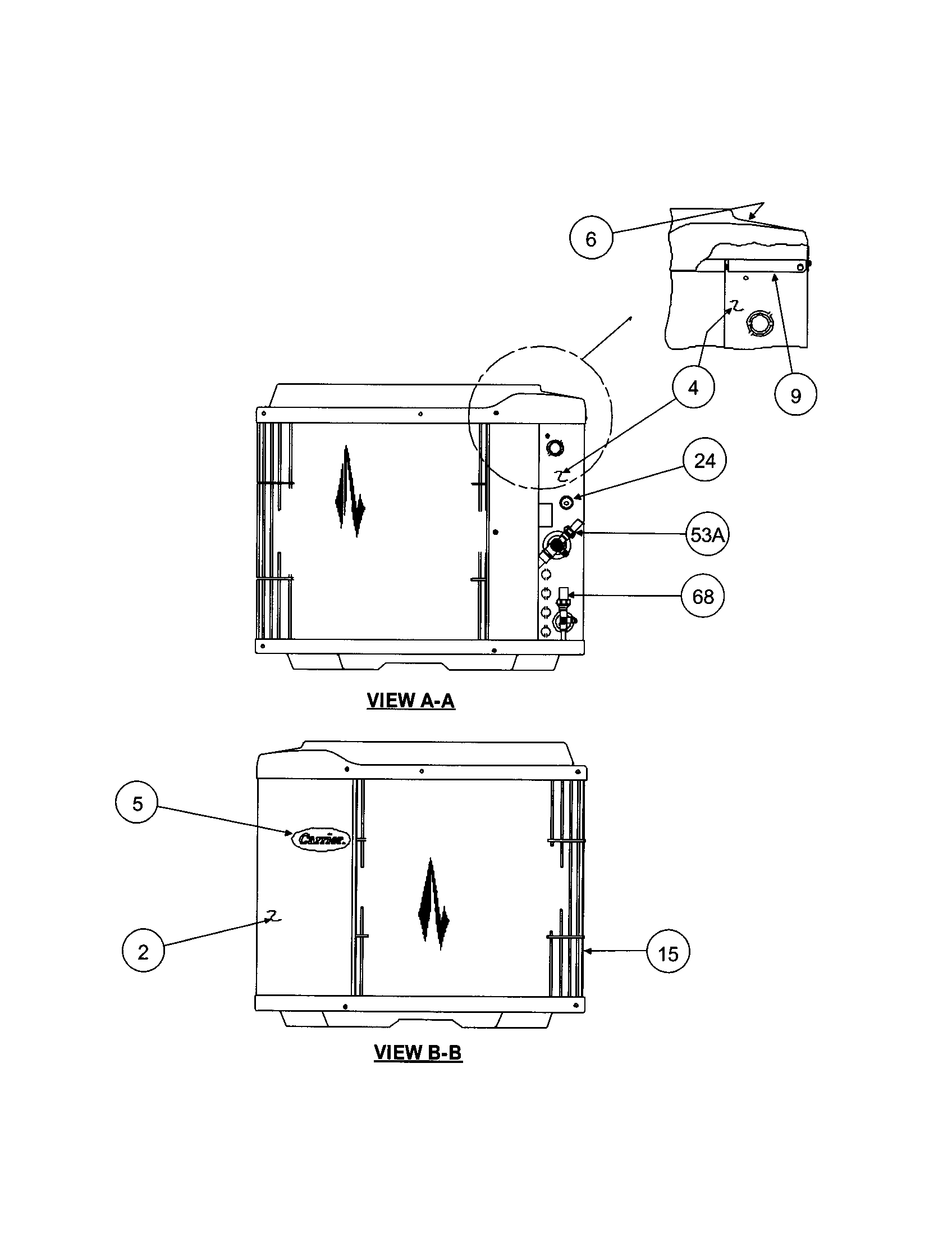 Carrier 38YXA060 SERIES330 inlet grille/top cover diagram