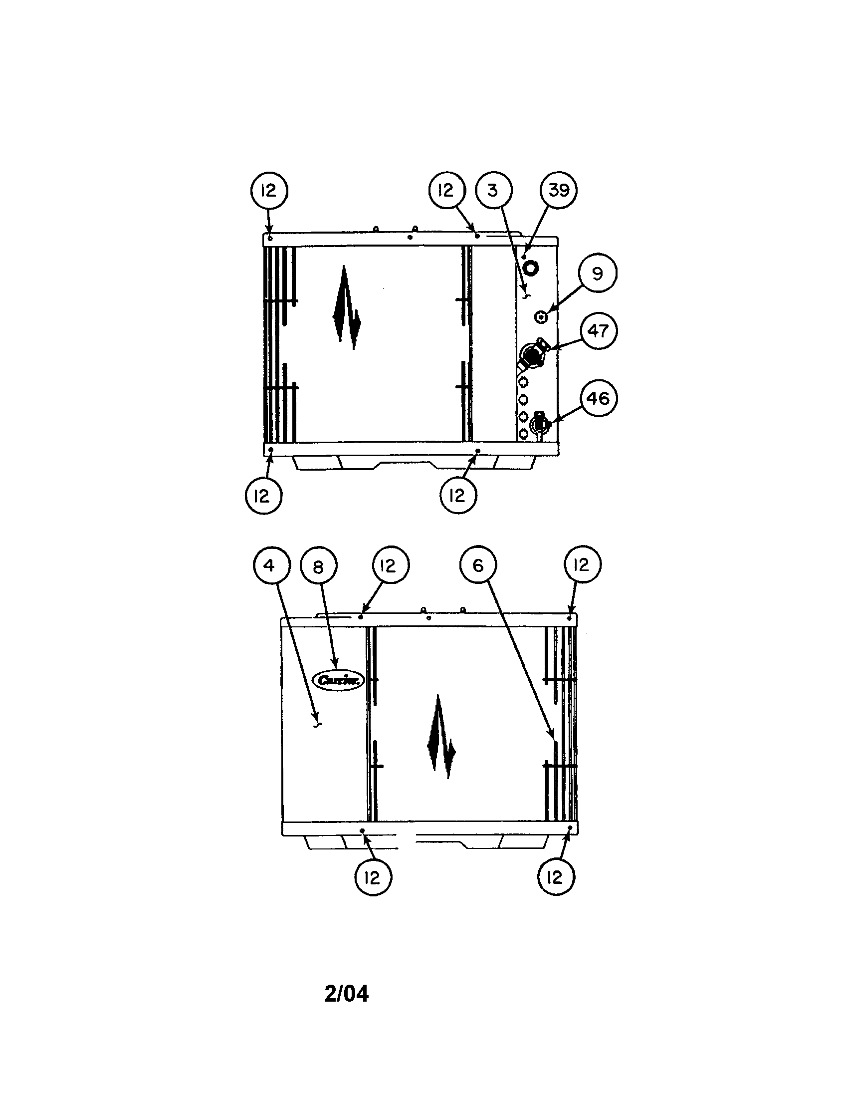 Carrier 38TKB048 SERIES370 grille/valve-svc diagram