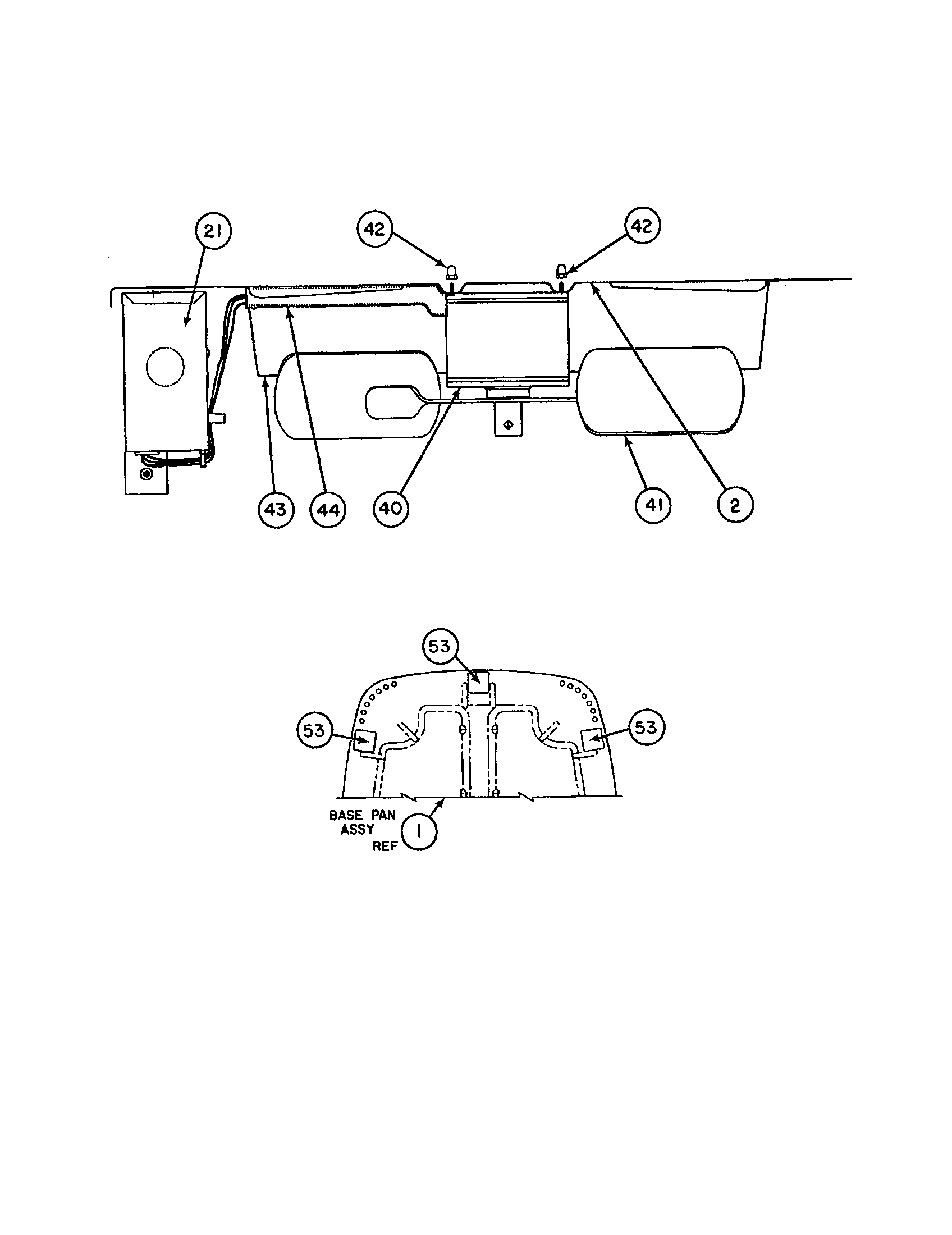 Carrier 38TKB048 SERIES370 base pan/motor/fan blade diagram