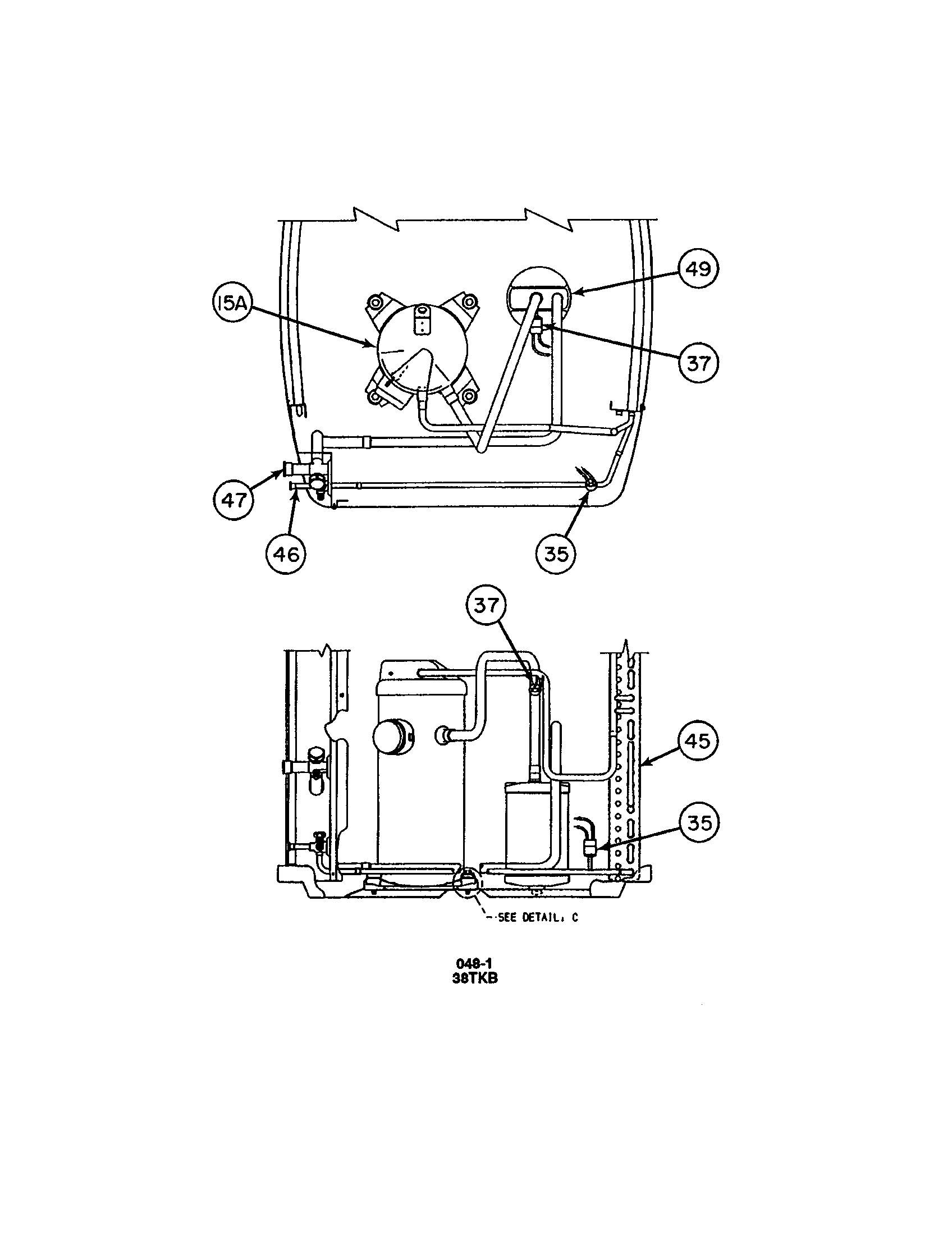 Carrier 38TKB048 SERIES370 compressor/condenser coil diagram