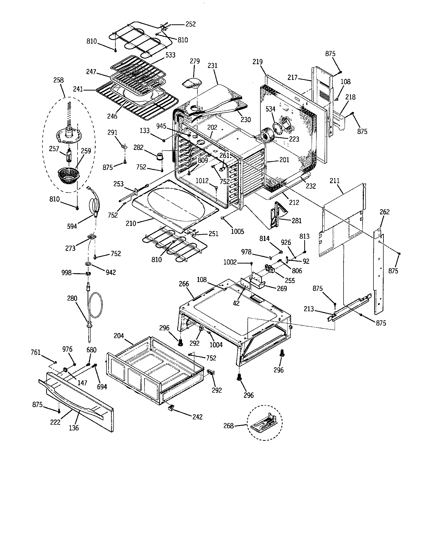 GE JS966SD1SS insulation/oven/drawer diagram