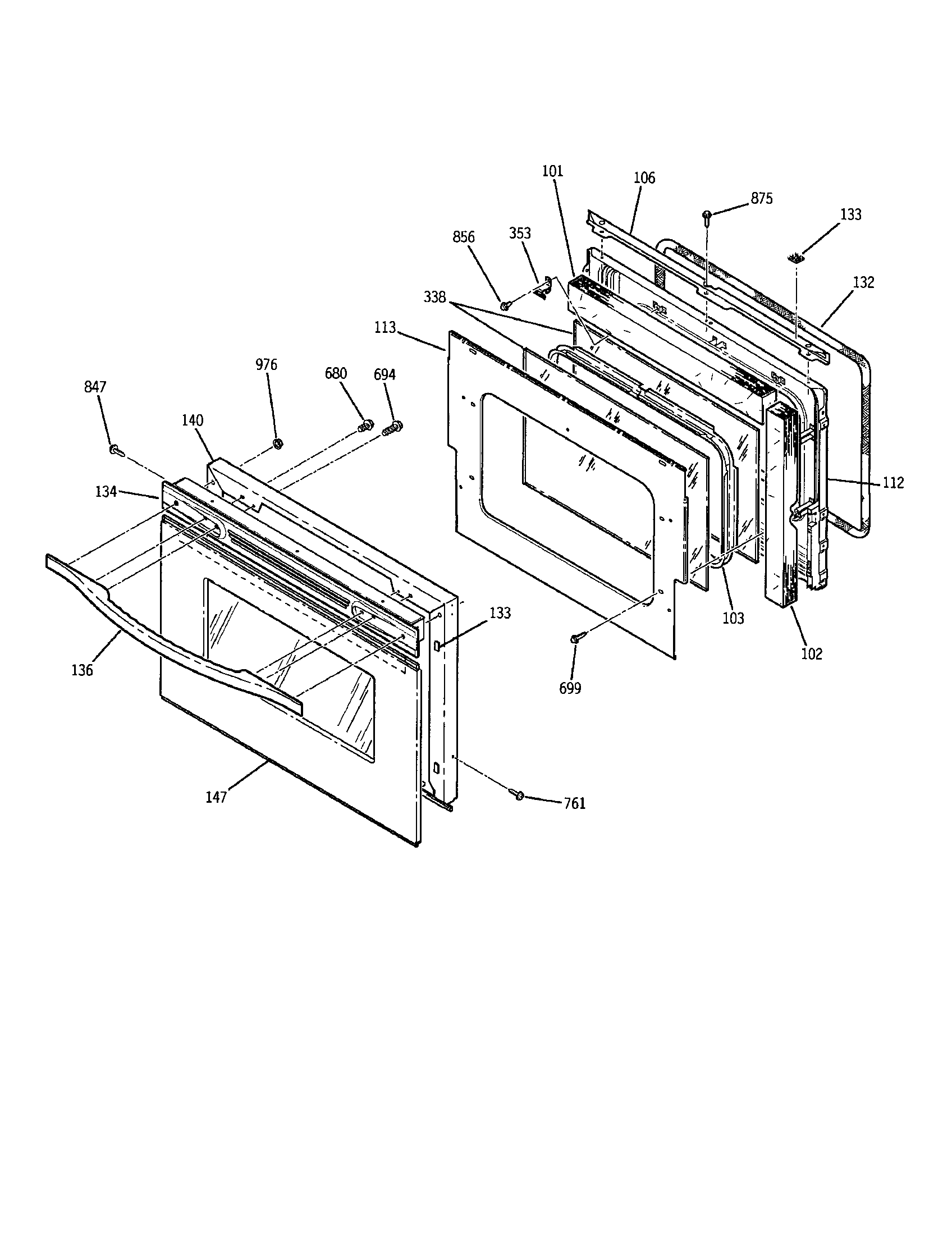 GE JS966SD1SS oven door diagram