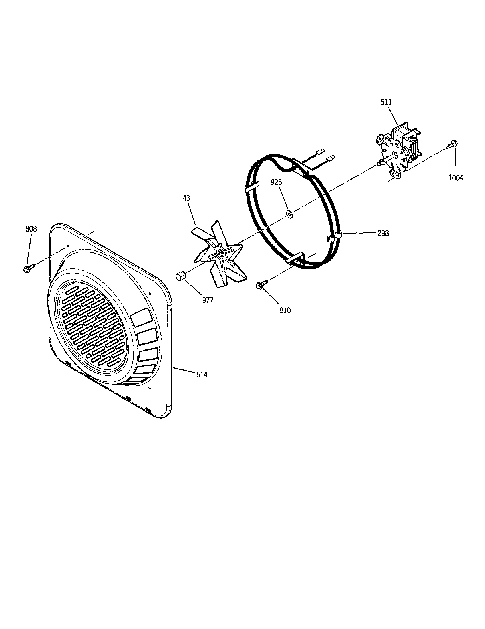 GE JS966SD1SS fan cover/fan/motor diagram