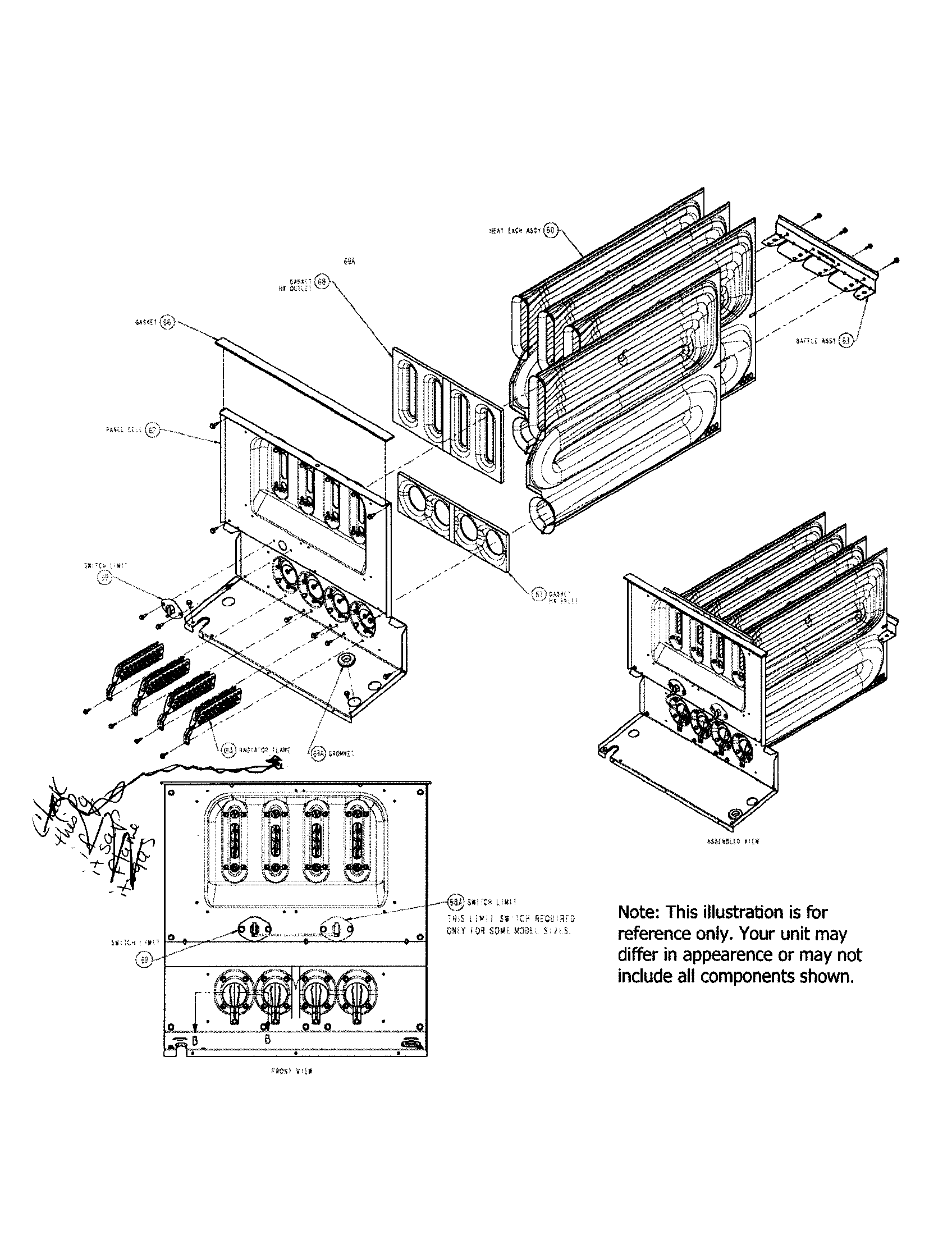 Carrier 58CTA07010008 hx and panel assembly diagram