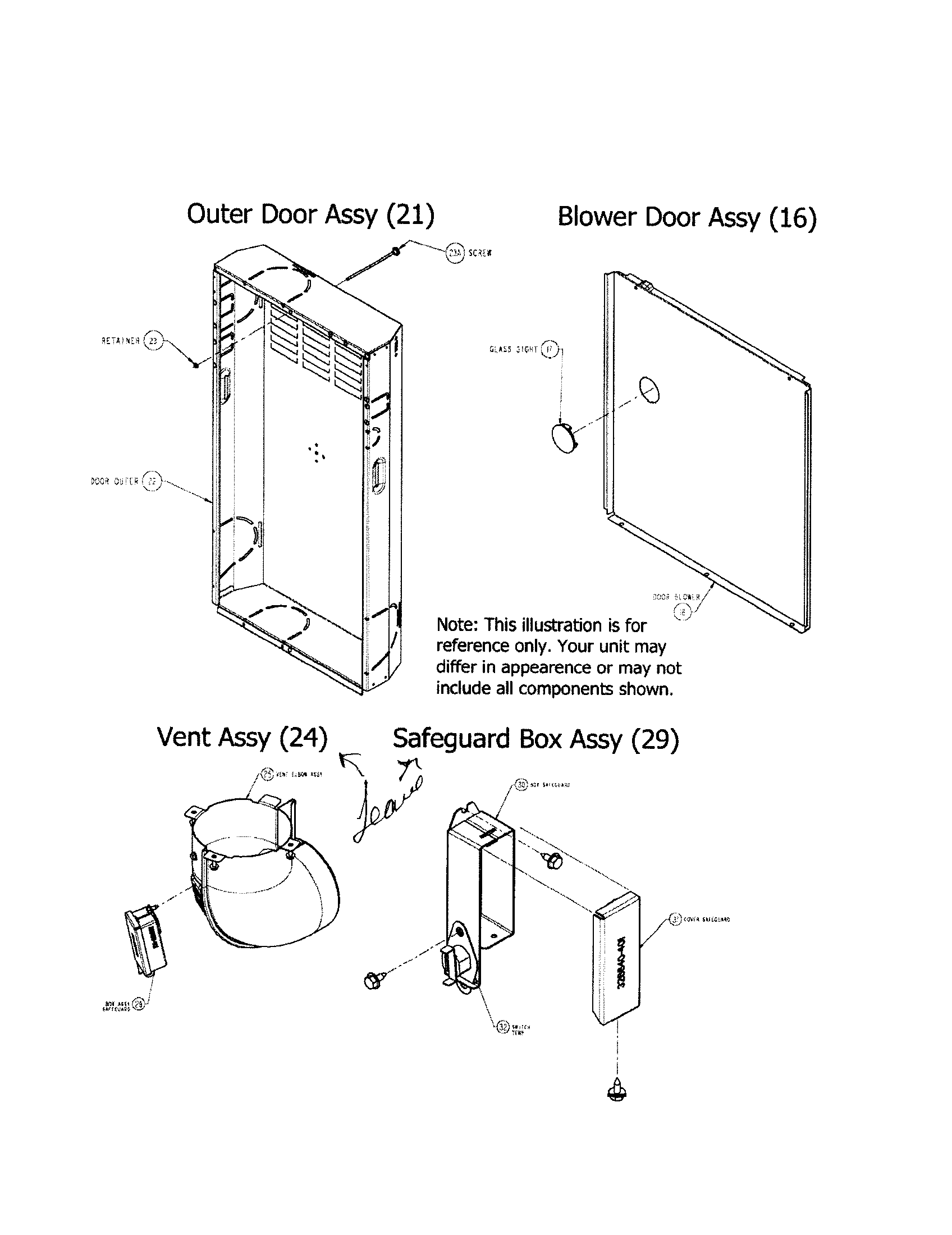 Carrier 58CTX11010012 blower door/vent/safeguard box diagram