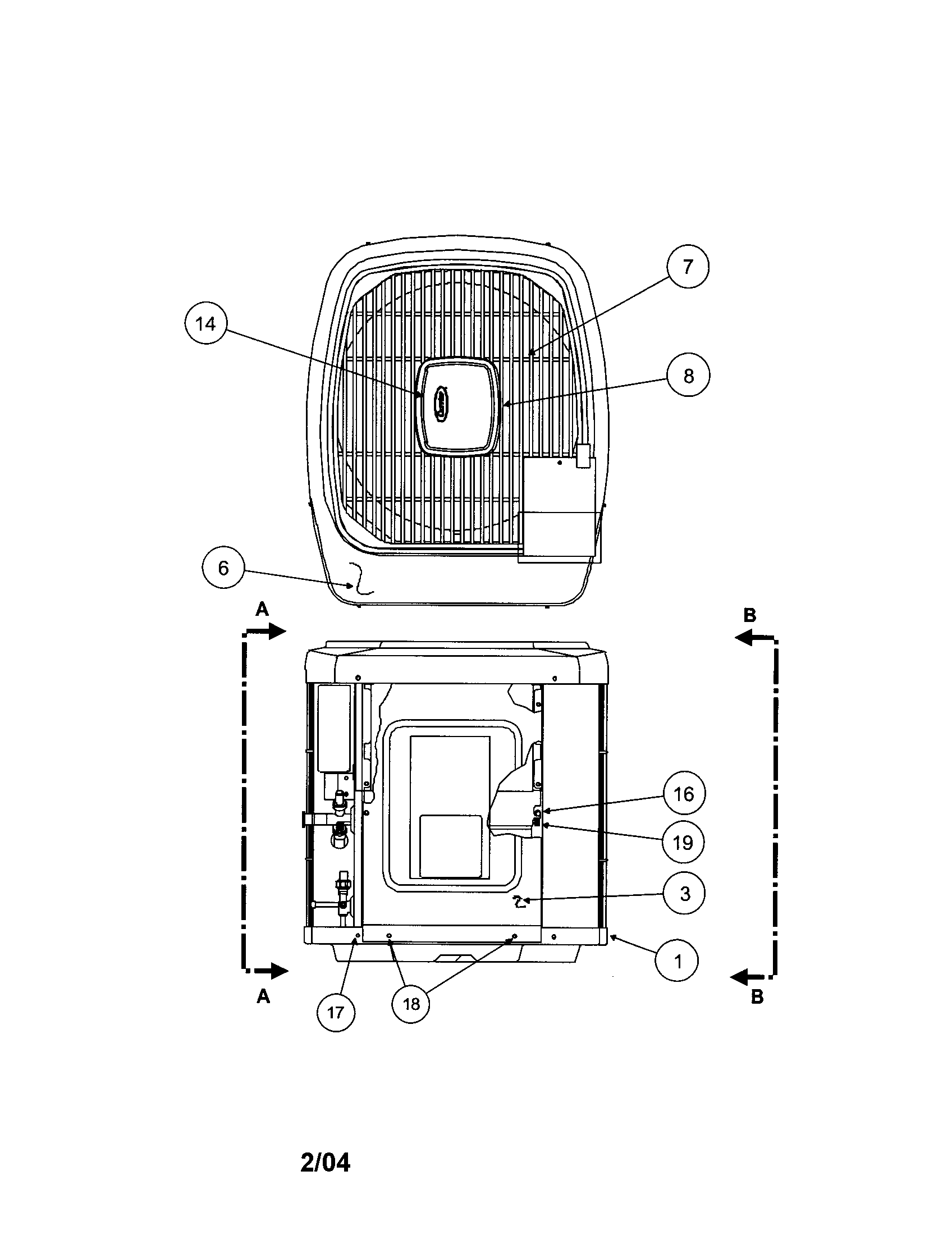 Carrier 38YXA036 SERIES330 outlet grille/top cover diagram