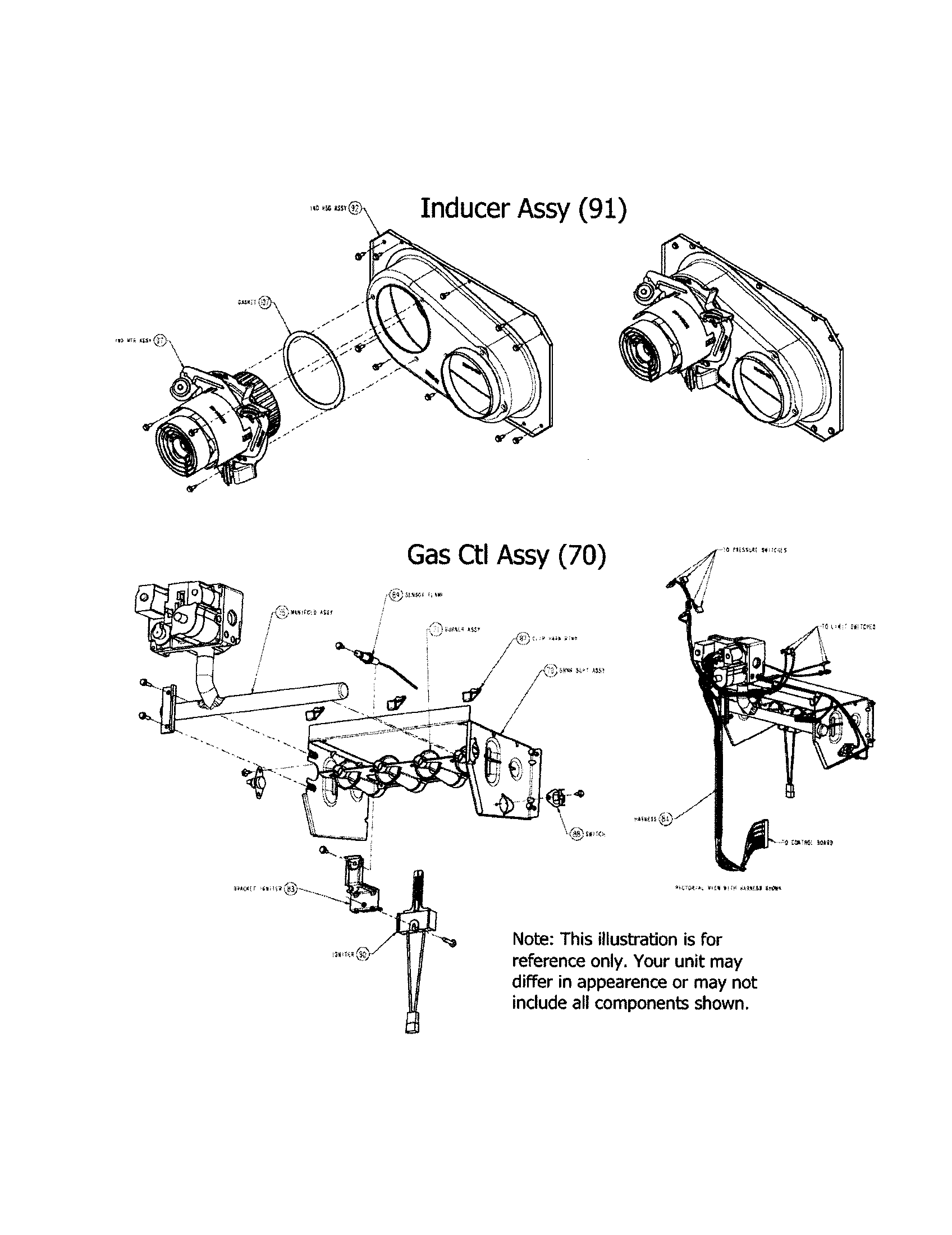 Carrier 58CVA110---10020 inducer/gas control assembly diagram