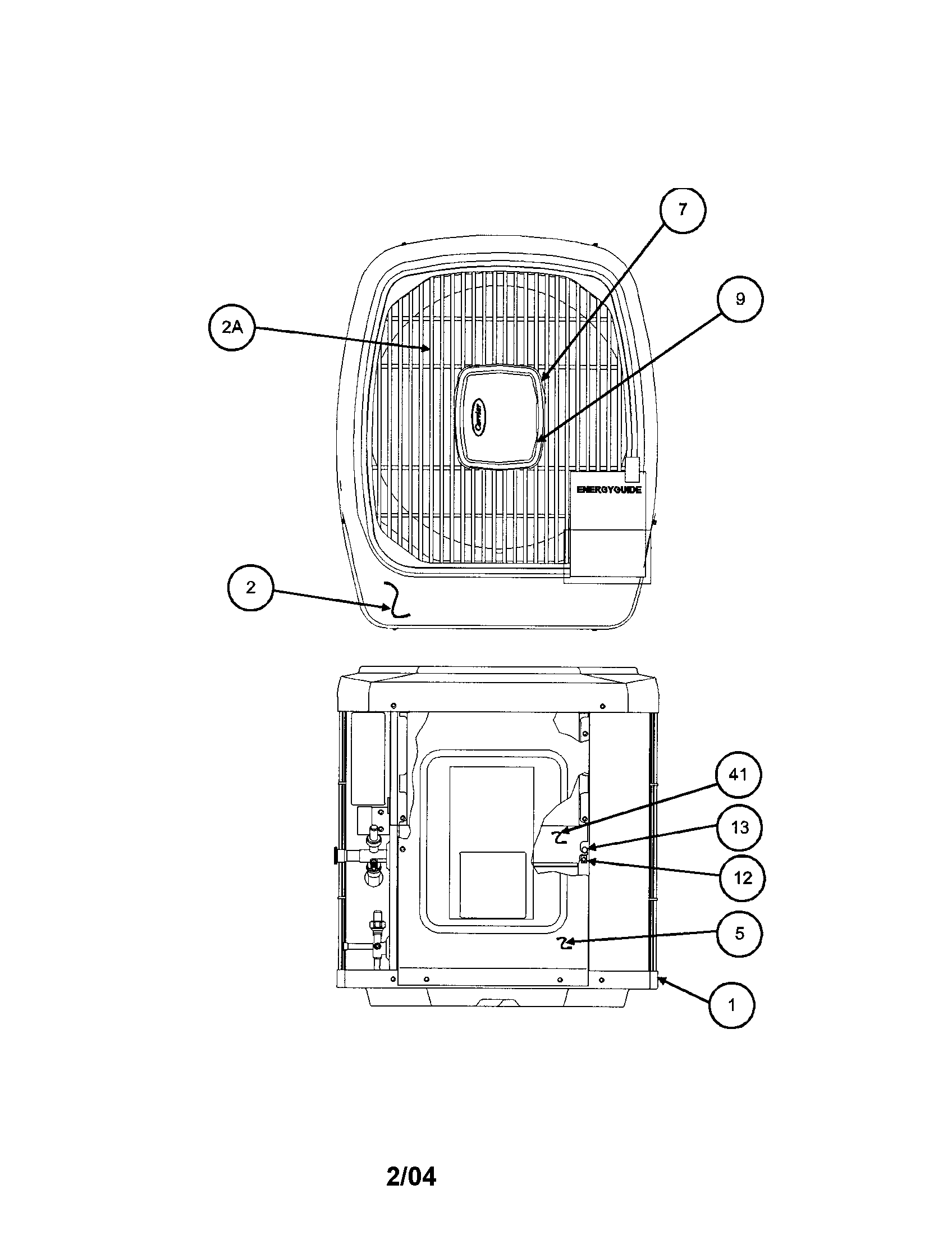 Carrier 38TSA024 SERIES330 outlet grille/top cover diagram