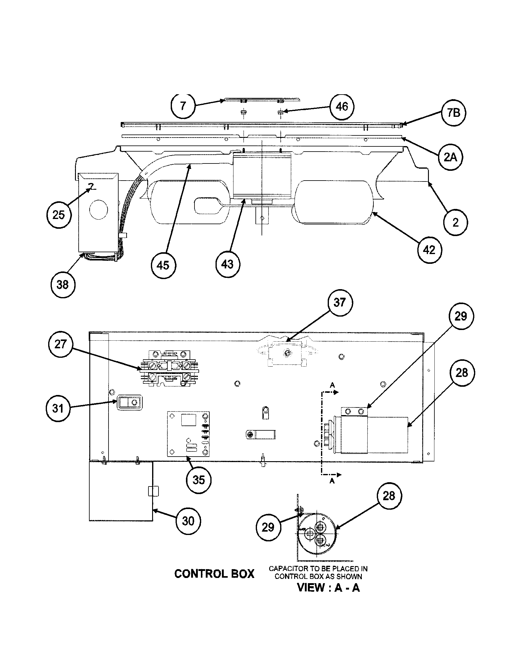 Carrier 38TXA024 SERIES330 control box/motor/fan blade diagram