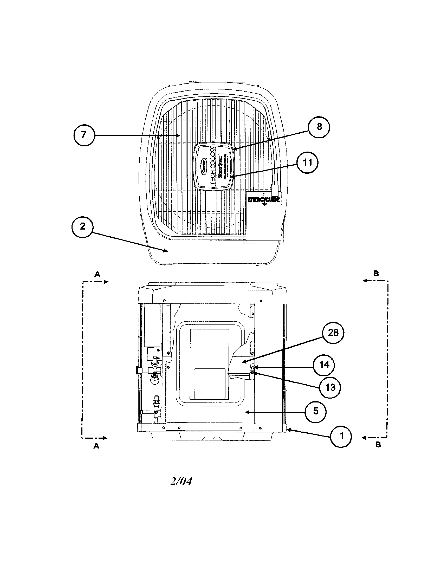 Carrier 38YRA018 SERIES340 outlet grille / top cover diagram