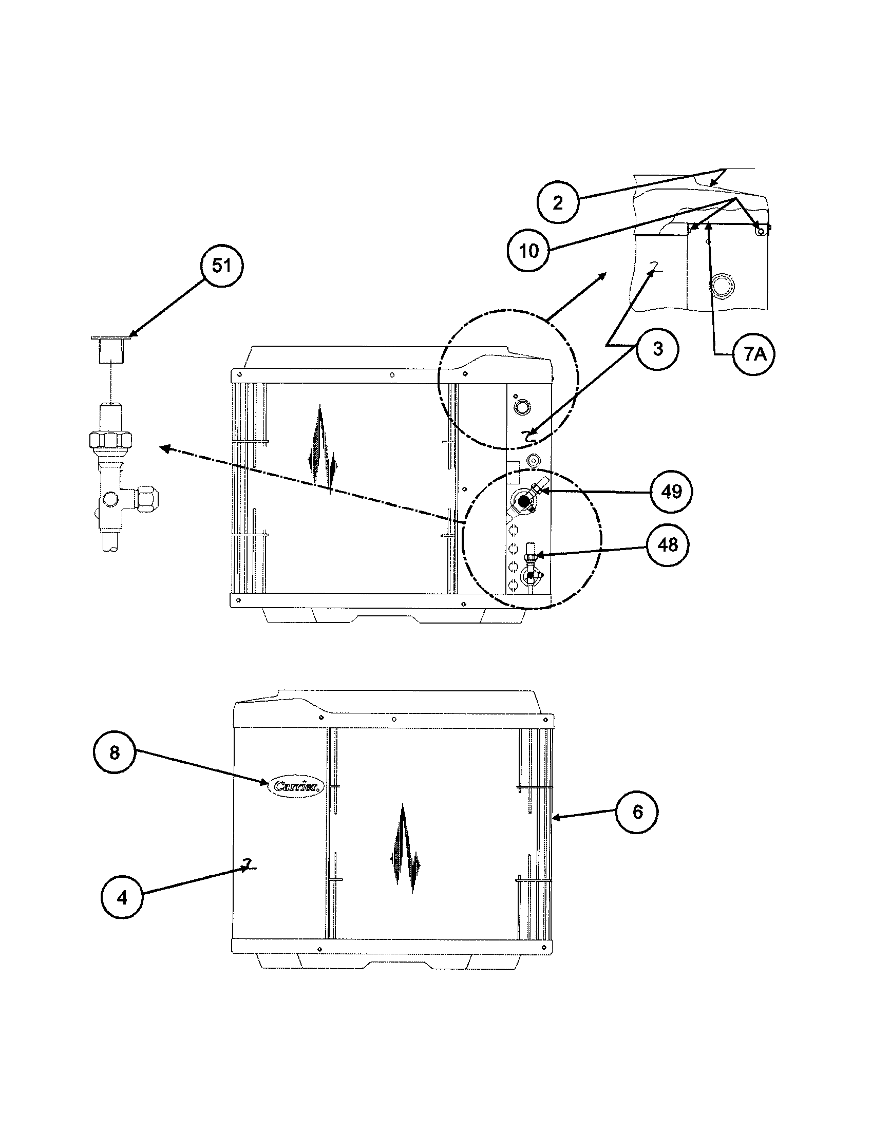 Carrier 38TXA060 SERIES340 inlet grille / service panel diagram