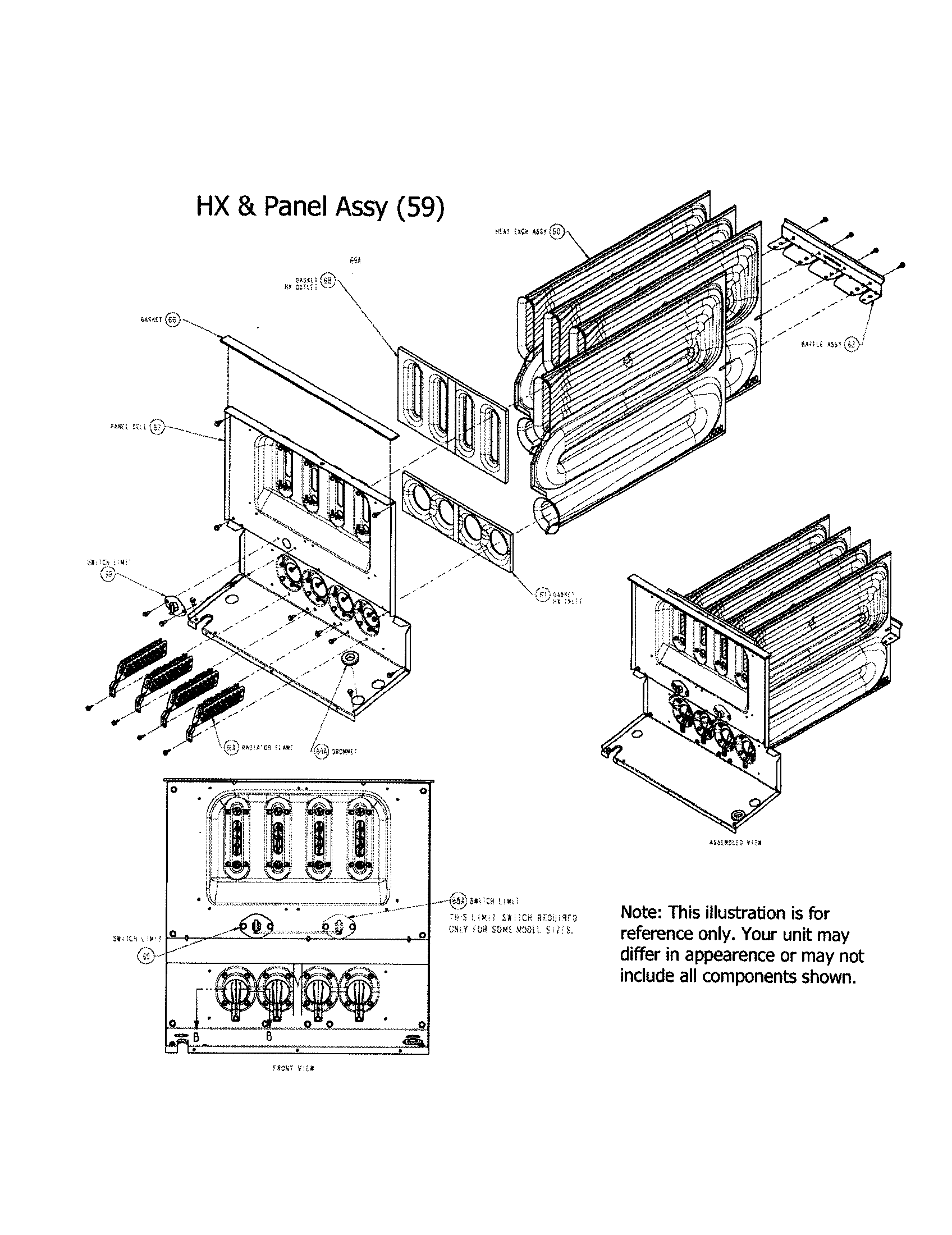 Carrier 58CVA110---10022 hx and panel assembly diagram