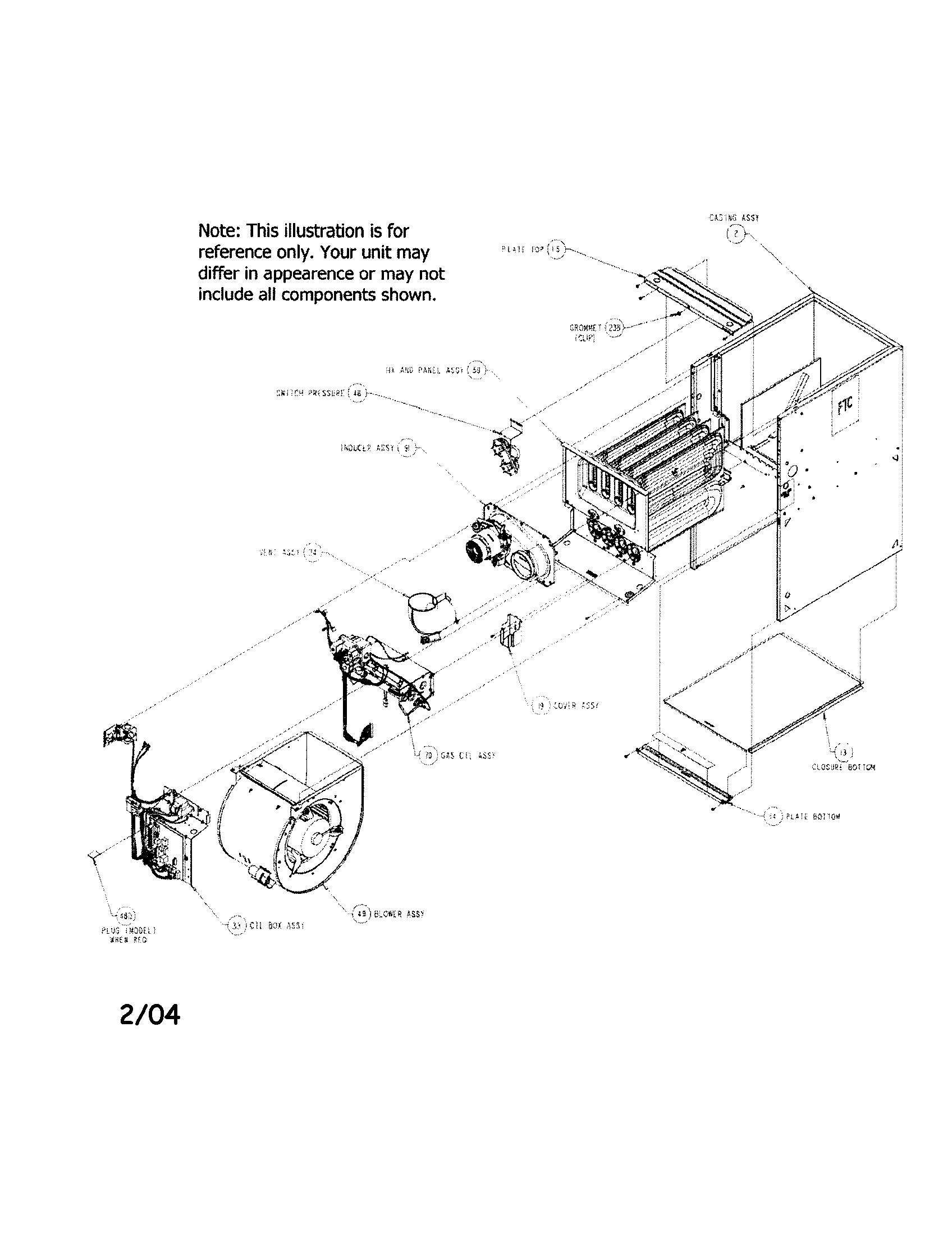 Carrier 58CTA13510022 casing and blower assembly diagram