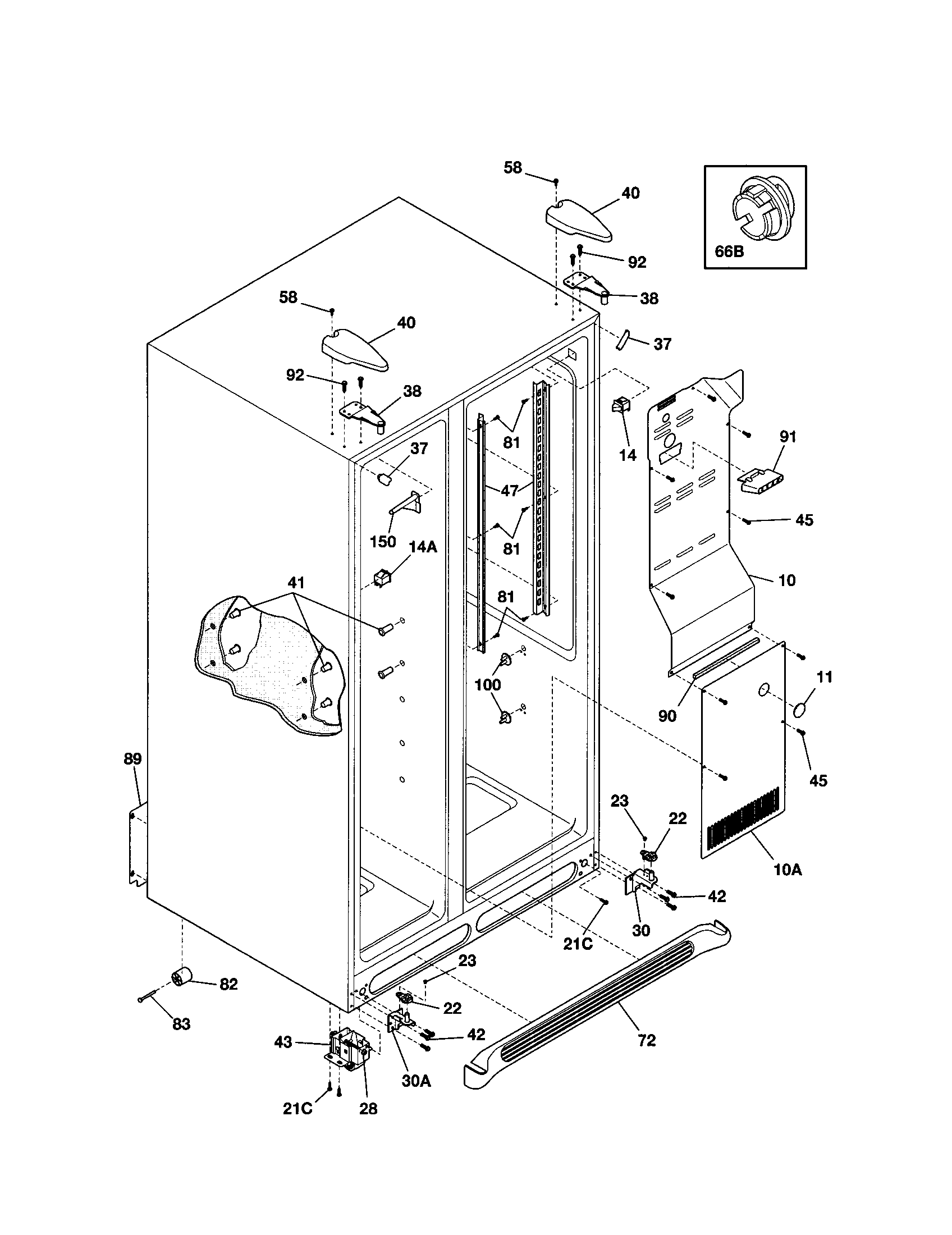 Frigidaire FRS26KR4AQ1 cabinet diagram