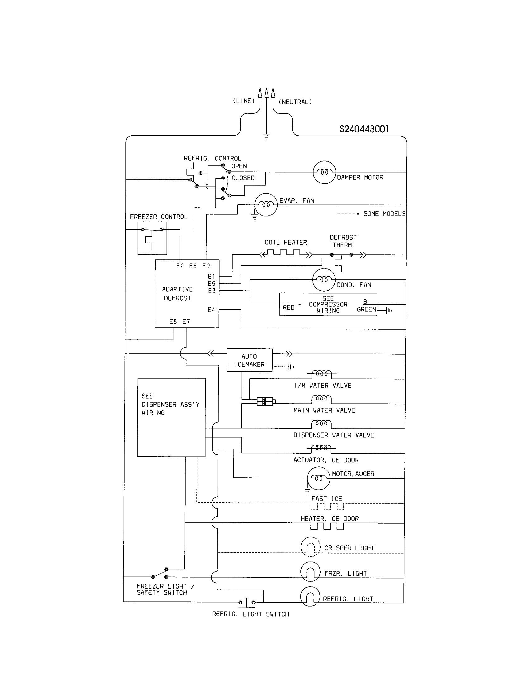 Frigidaire FRS26KR4AQ1 wiring schematic diagram