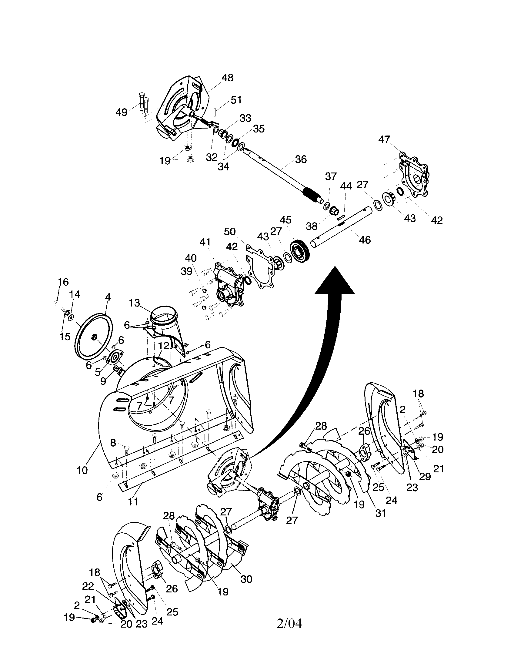 Husqvarna HL524STA auger housing/impeller diagram