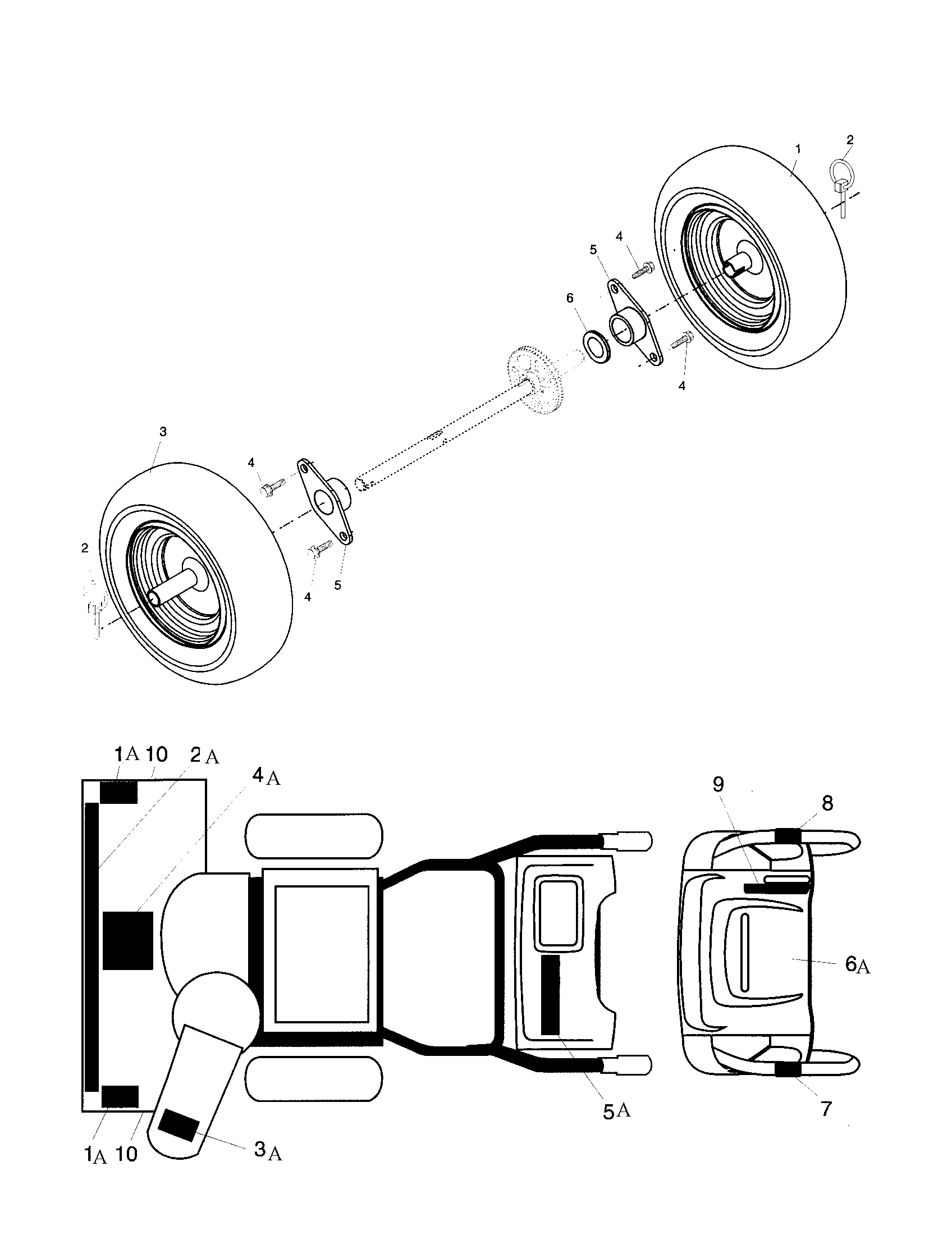 Husqvarna HL524STA wheels/decals diagram