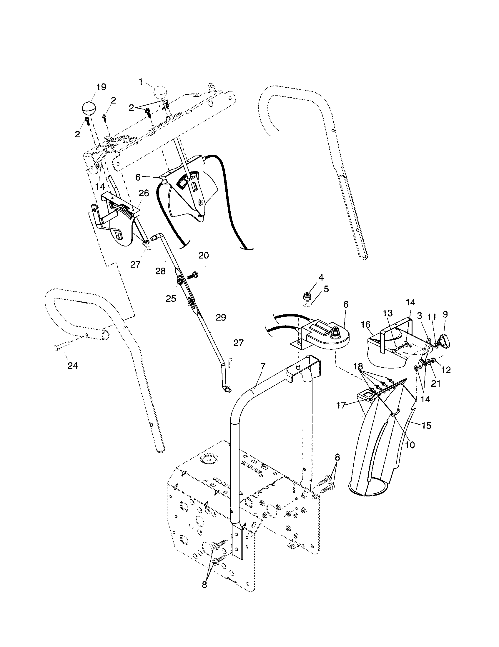 Husqvarna HL8527STEA control panel/discharge chute diagram