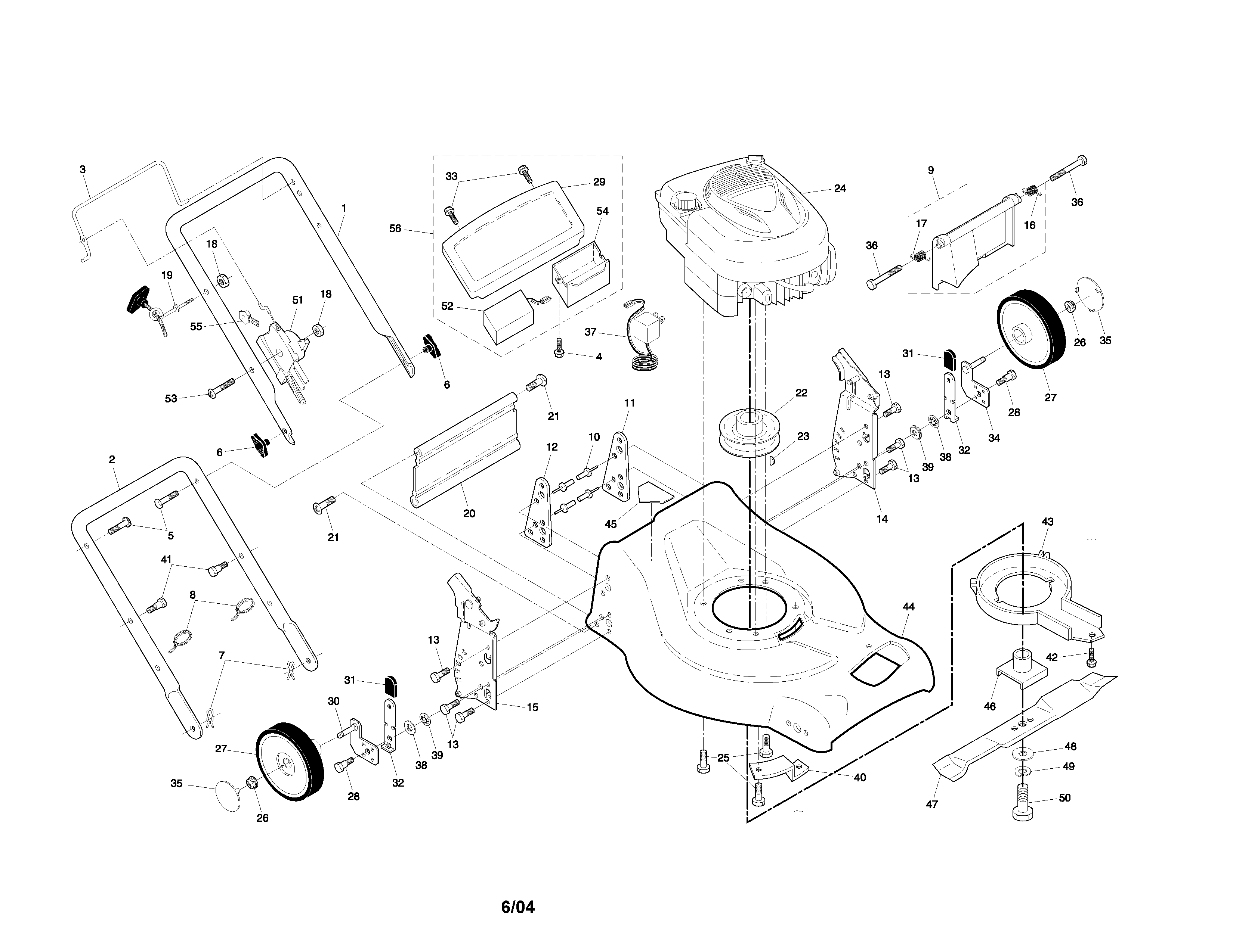 Craftsman 917378891 engine/housing/handle/blade diagram