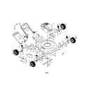 Poulan LO45N22SA engine/housing/handle/wheels diagram