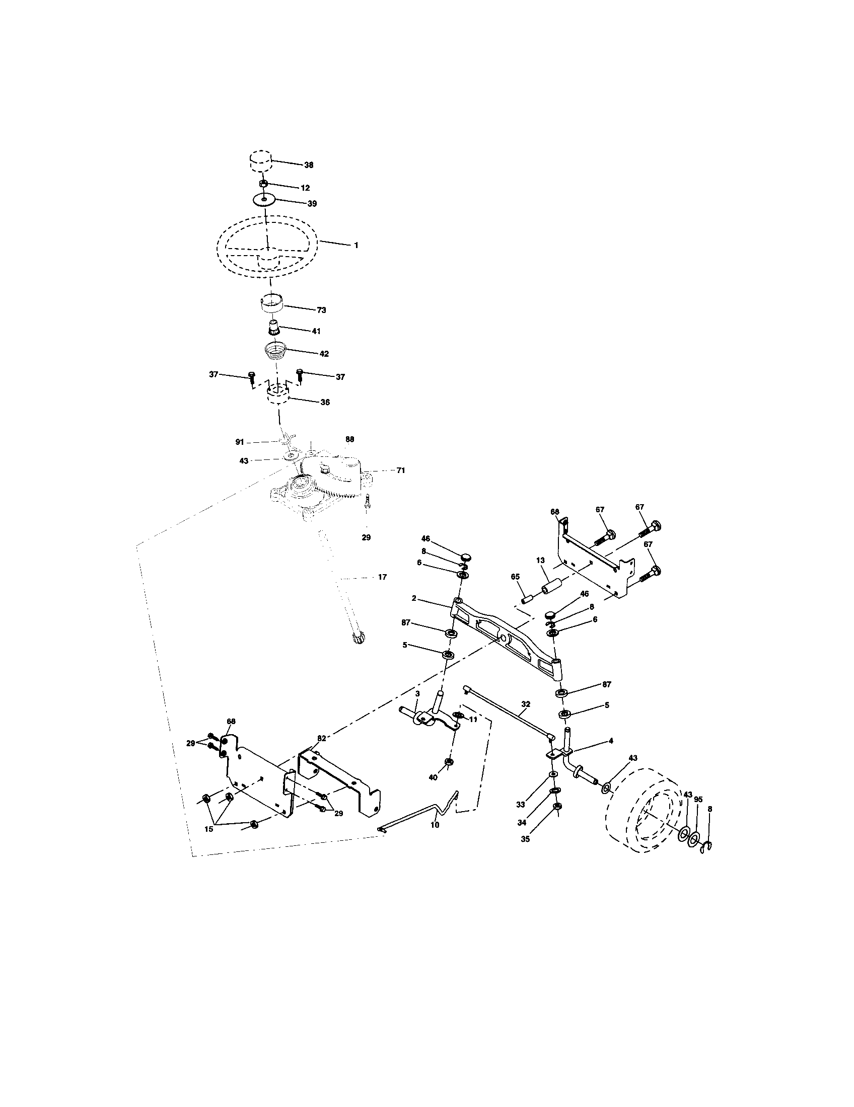 Craftsman 917273621 steering assembly diagram