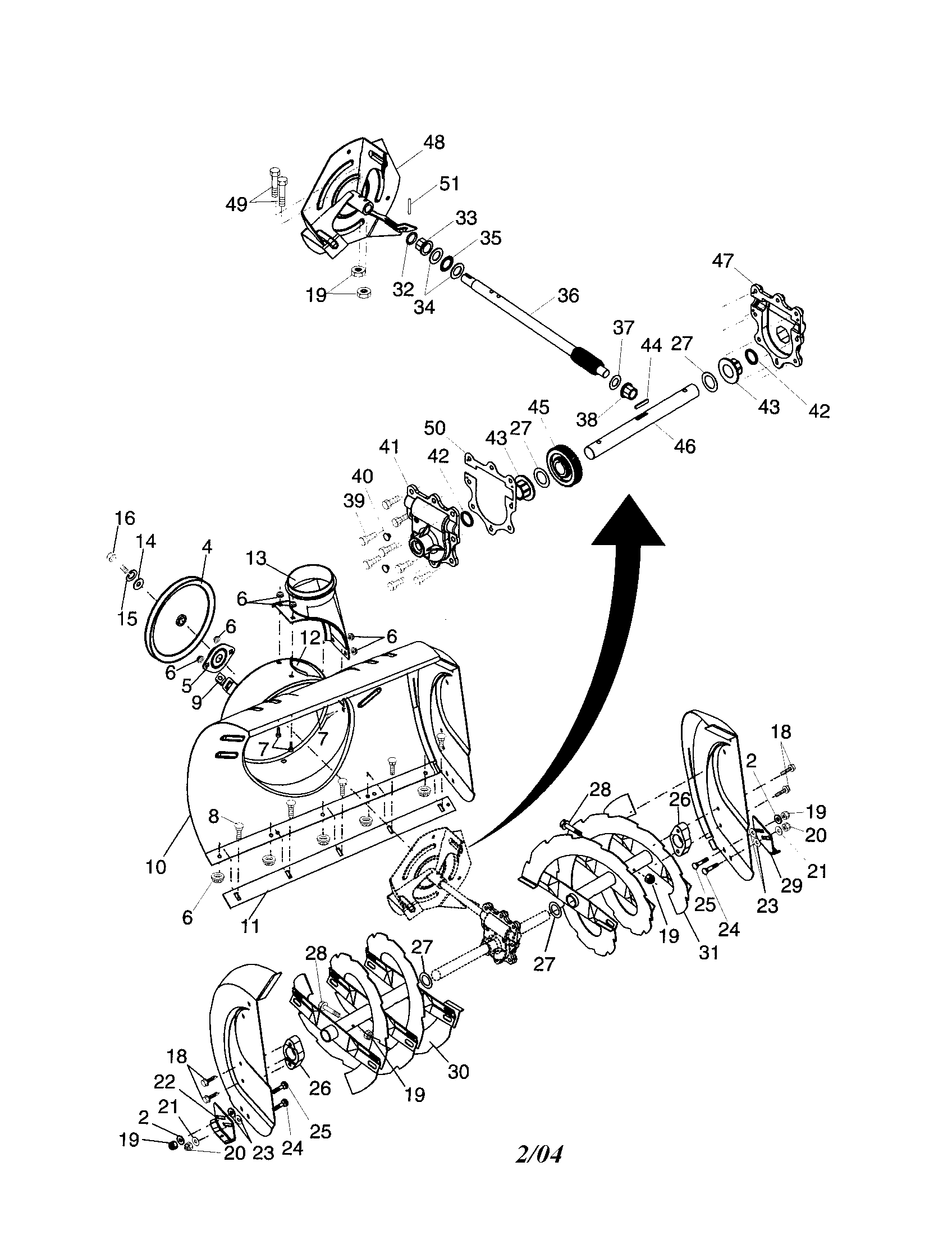 Poulan PP927ESB auger housing/impeller diagram