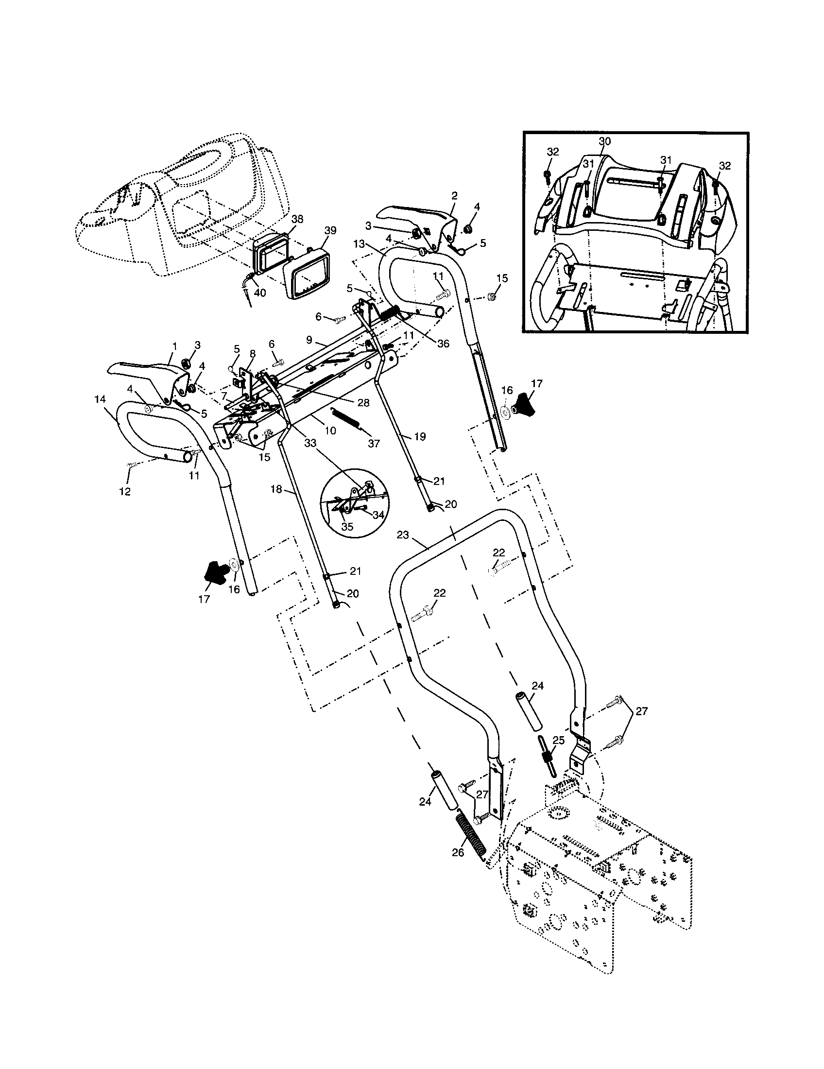 Poulan PP927ESB handles diagram