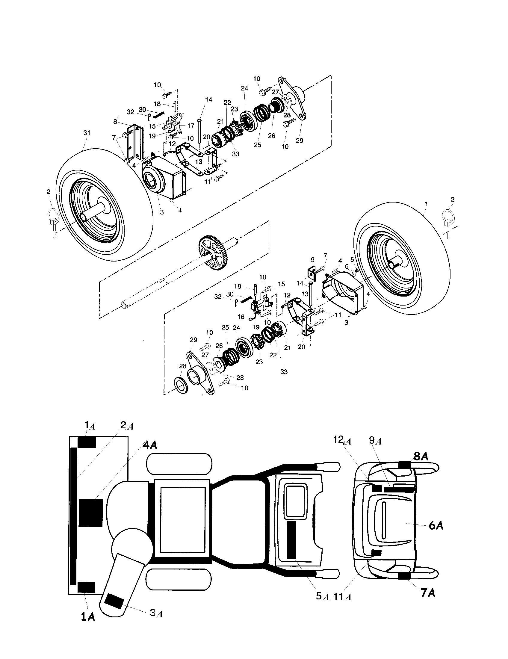Poulan PP927ESB wheels/decals diagram