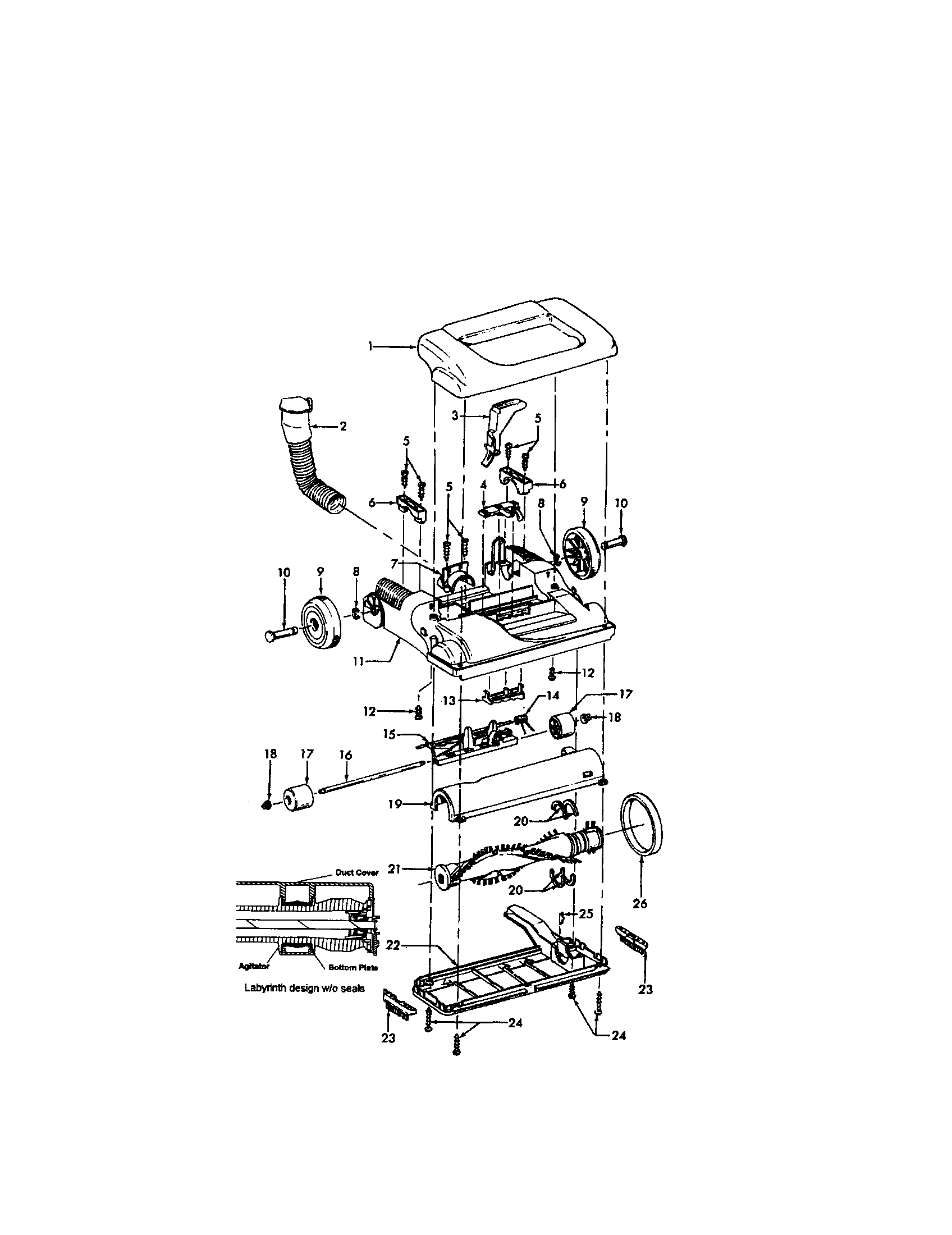 Hoover U5435-940 hood/agitator diagram