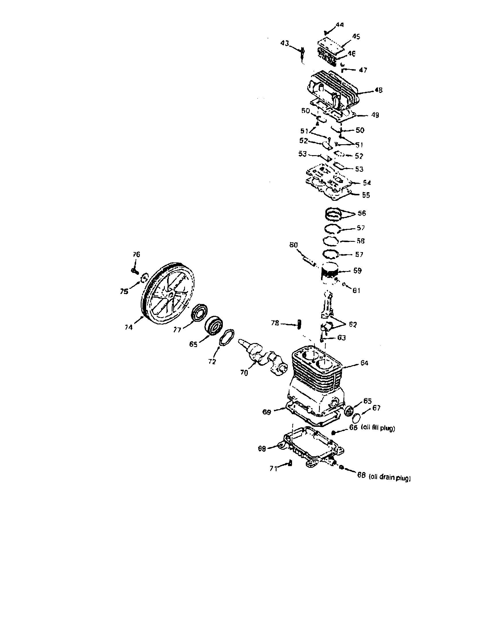 Porter Cable CPL55GH8W crankcase/cylinder/base diagram